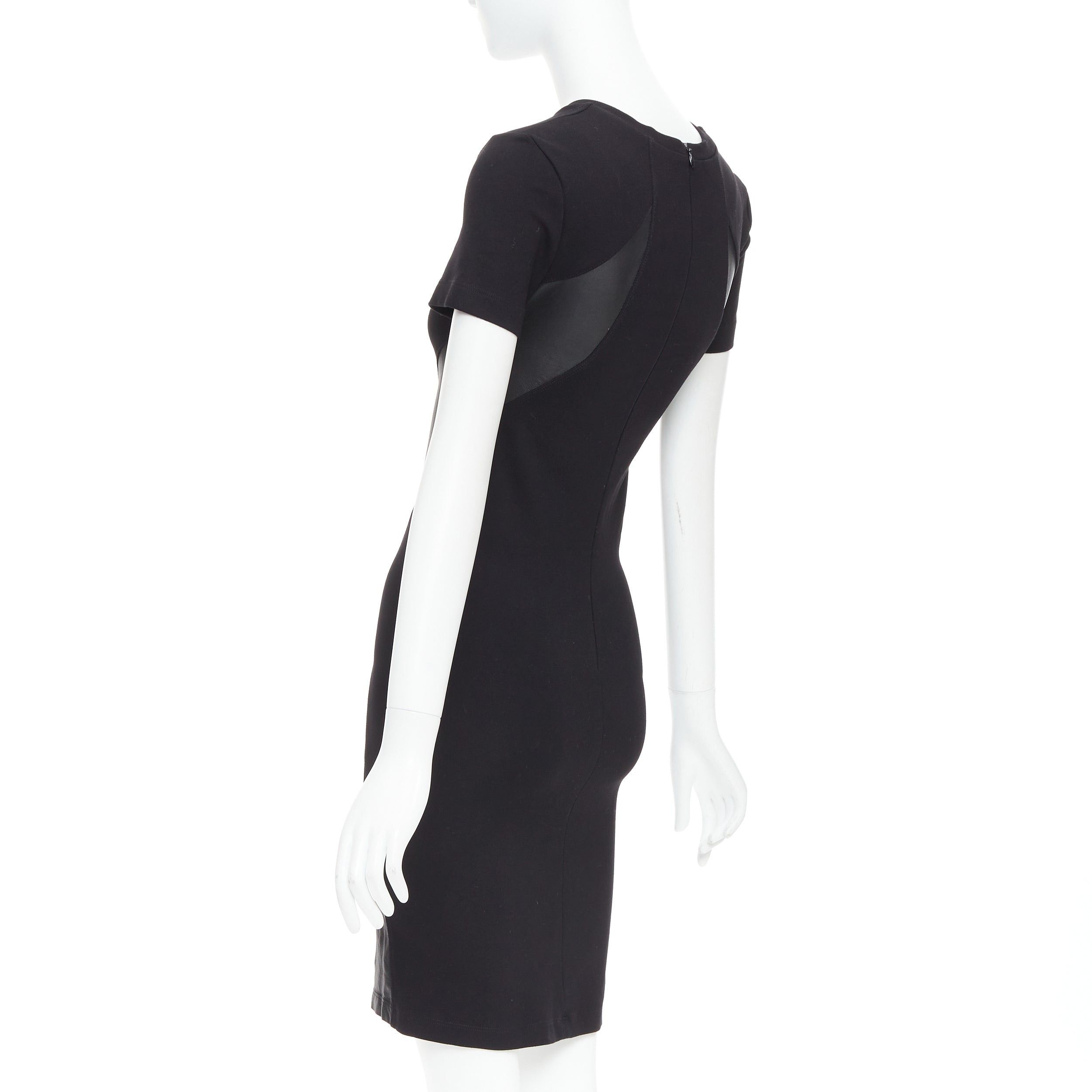 McQ Alexander McQueen MCQ ALEXANDER MCQUEEN black leather panel fitted bodycon dress S Size S / US 4 / IT 40 - 6 Thumbnail