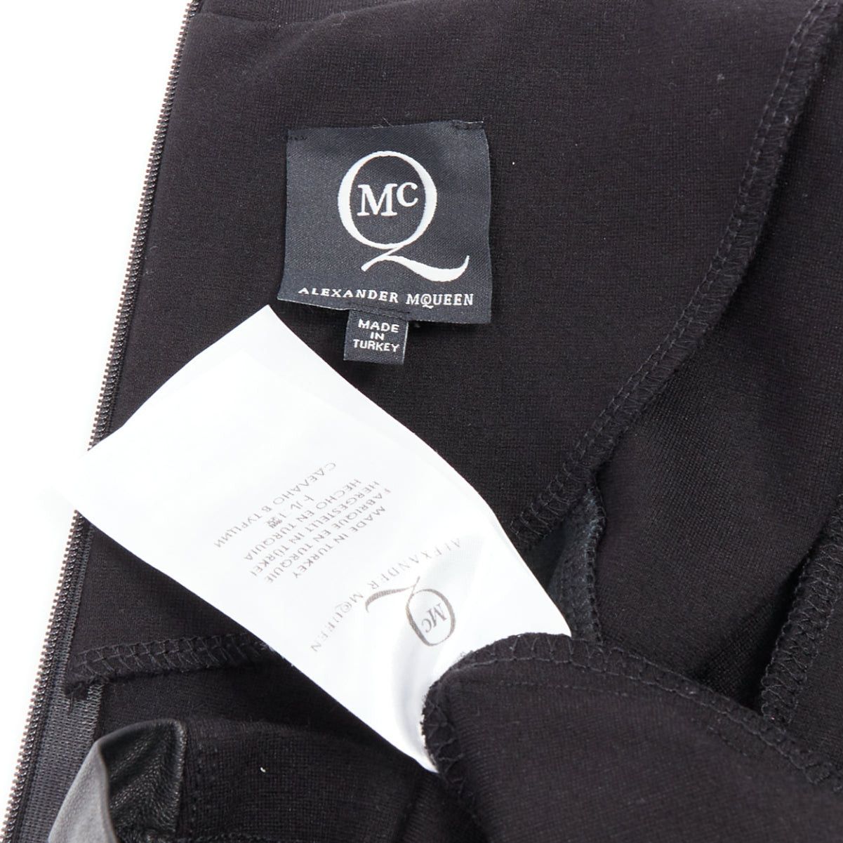 McQ Alexander McQueen MCQ ALEXANDER MCQUEEN black leather panel fitted bodycon dress S Size S / US 4 / IT 40 - 8 Thumbnail
