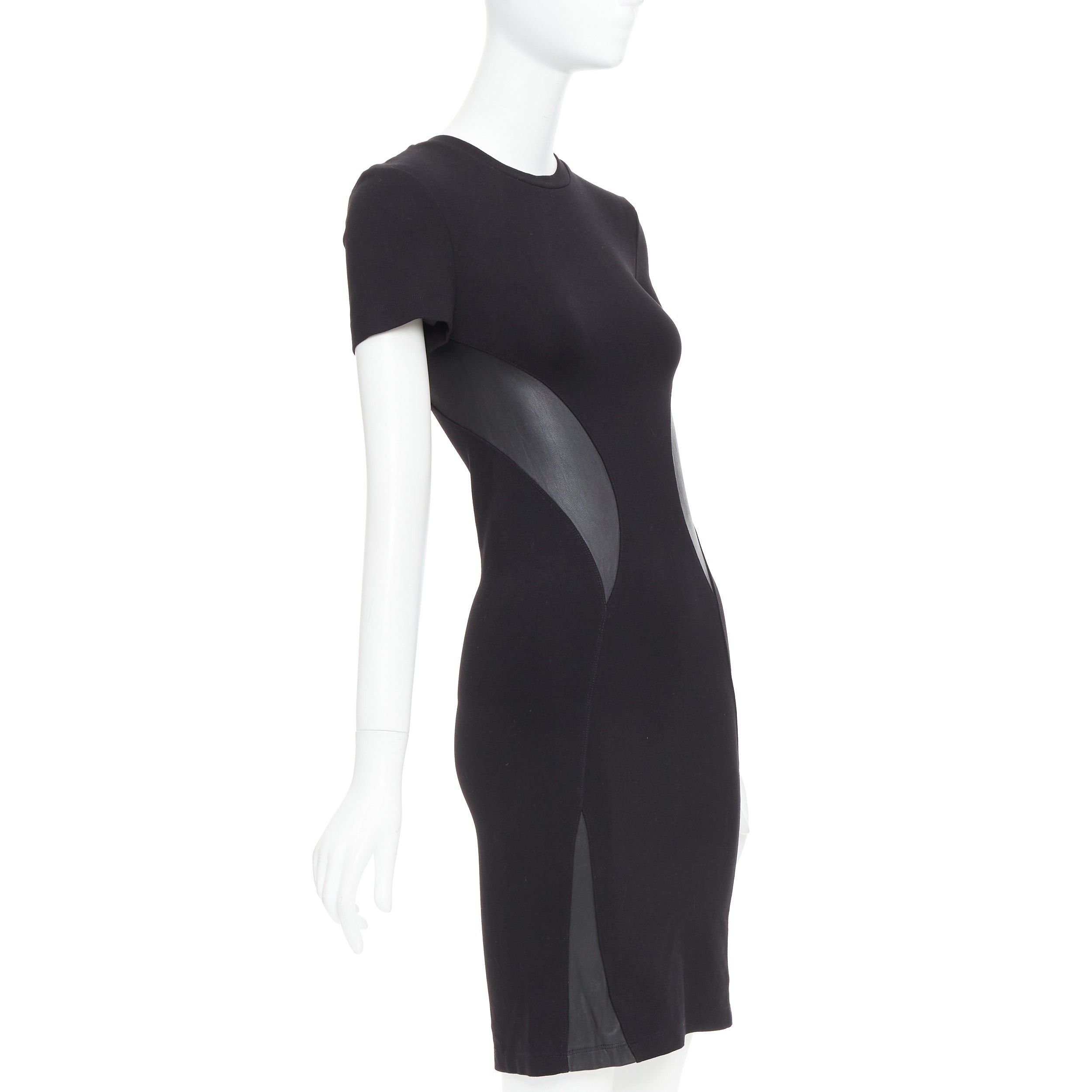 McQ Alexander McQueen MCQ ALEXANDER MCQUEEN black leather panel fitted bodycon dress S Size S / US 4 / IT 40 - 3 Thumbnail