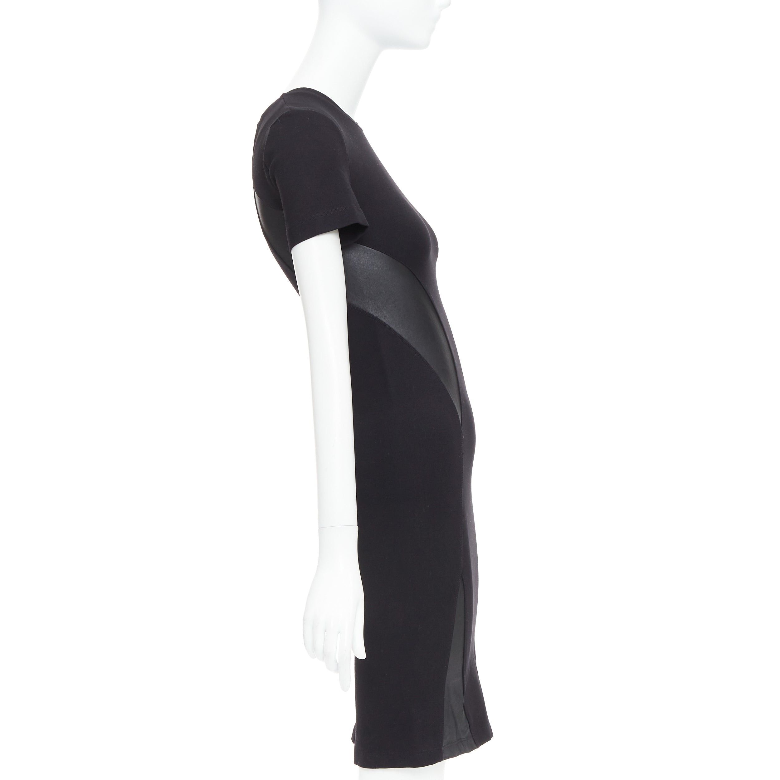 McQ Alexander McQueen MCQ ALEXANDER MCQUEEN black leather panel fitted bodycon dress S Size S / US 4 / IT 40 - 4 Thumbnail