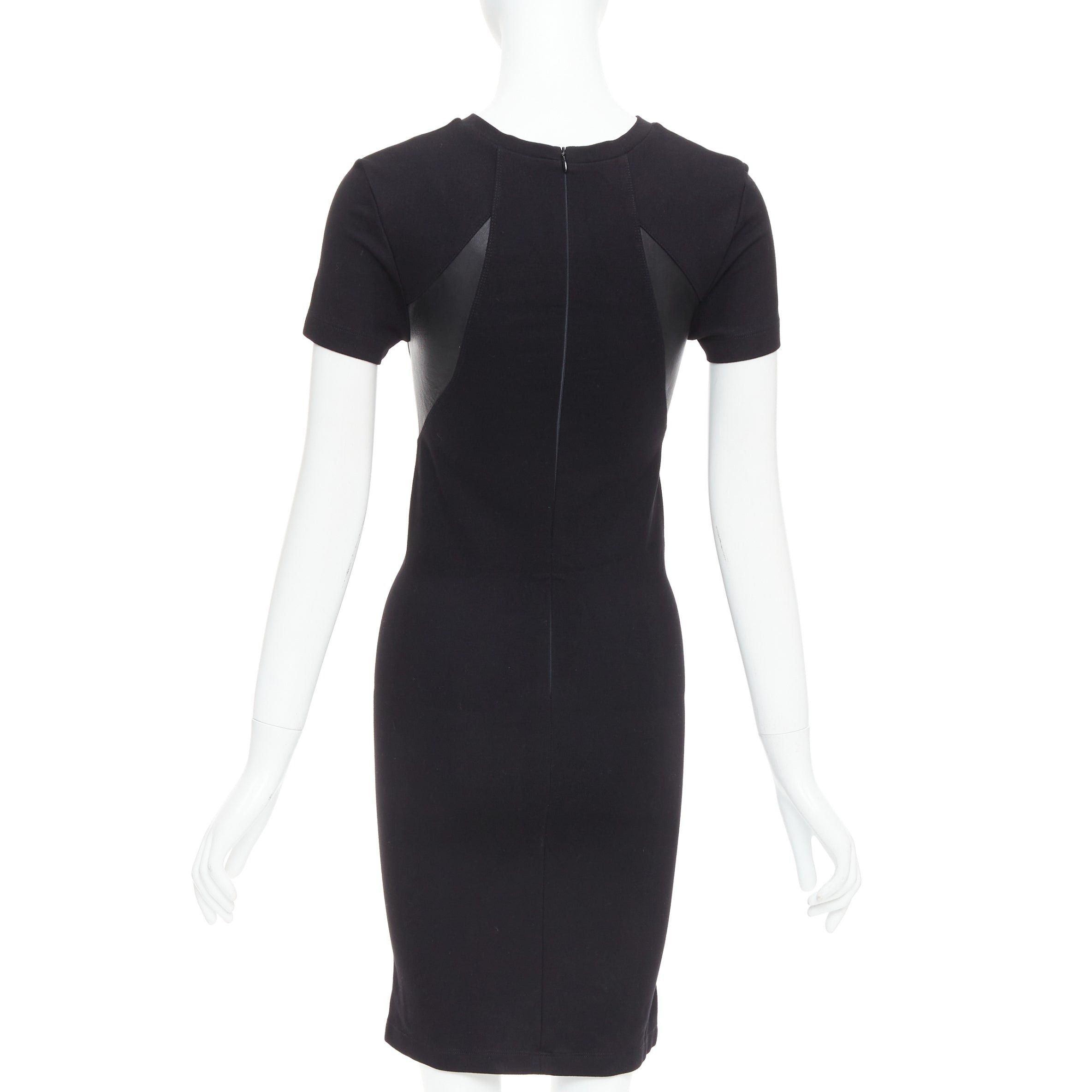 McQ Alexander McQueen MCQ ALEXANDER MCQUEEN black leather panel fitted bodycon dress S Size S / US 4 / IT 40 - 5 Thumbnail