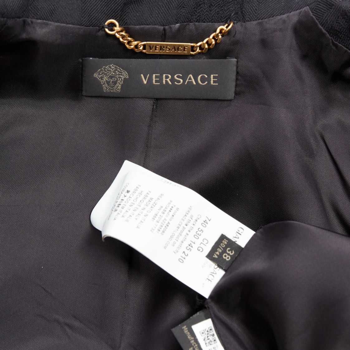 Versace rare VERSACE blacl wool Medusa jacquard barocco gold buckle cropped jacket IT38 XS Size XS / US 0-2 / IT 36-38 - 9 Thumbnail