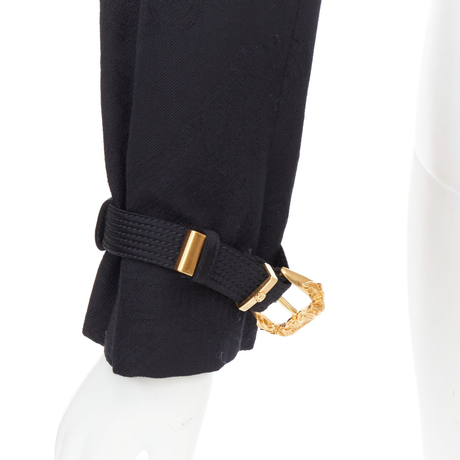 Versace rare VERSACE blacl wool Medusa jacquard barocco gold buckle cropped jacket IT38 XS Size XS / US 0-2 / IT 36-38 - 8 Thumbnail