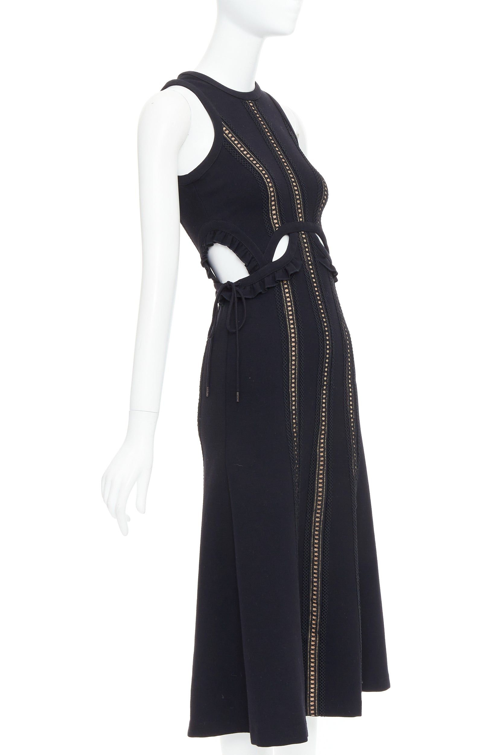 Self-Portrait SELF PORTRAIT black lattice cut out overlay crew midi dress UK6 XS Size XS / US 0-2 / IT 36-38 - 3 Thumbnail