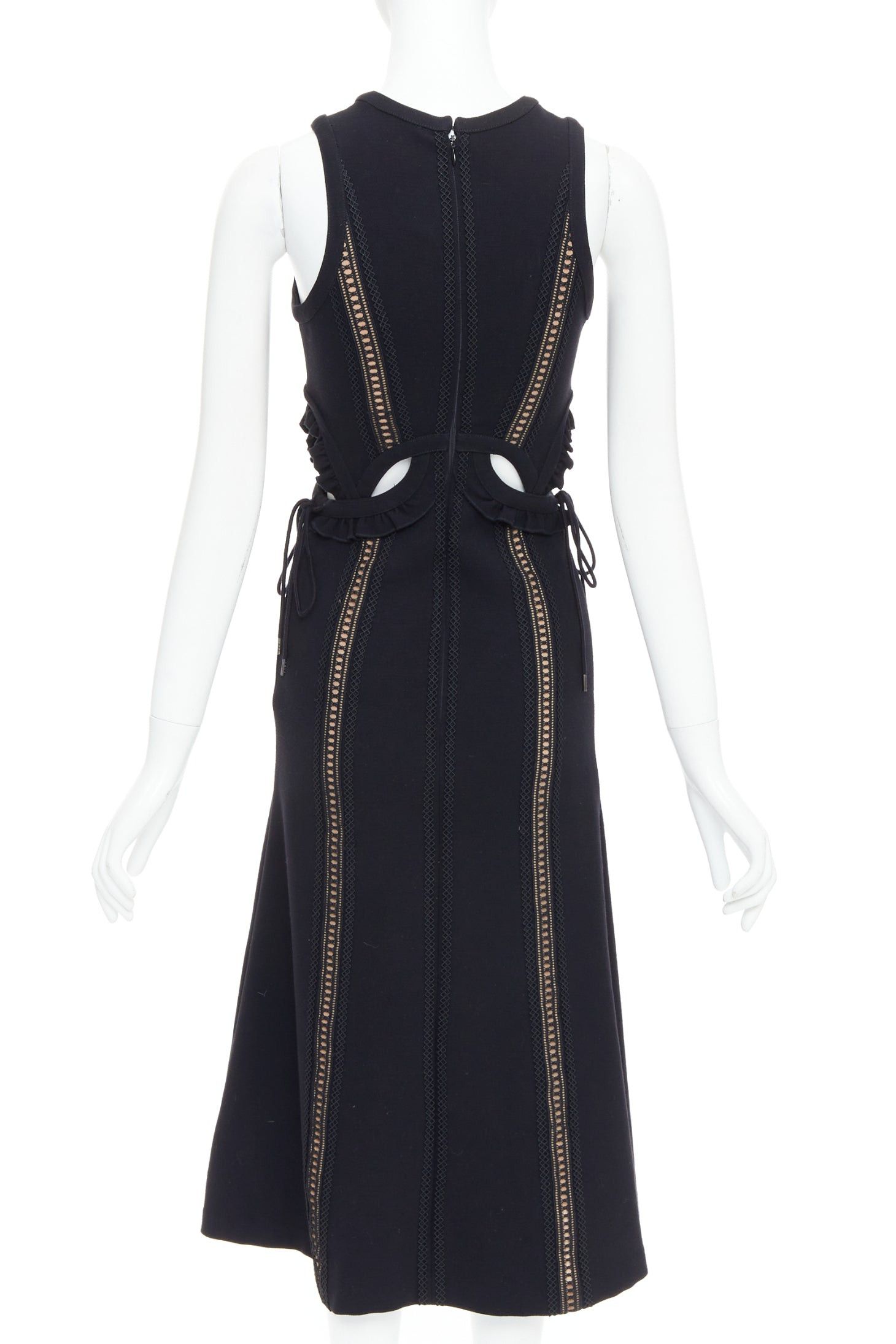 Self-Portrait SELF PORTRAIT black lattice cut out overlay crew midi dress UK6 XS Size XS / US 0-2 / IT 36-38 - 5 Thumbnail