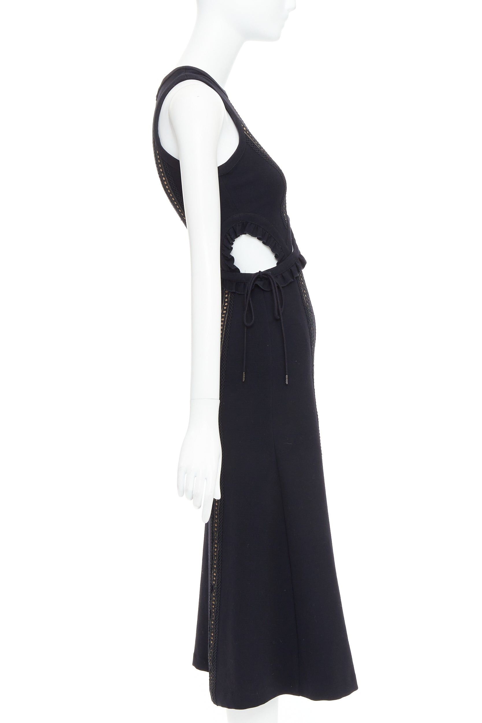 Self-Portrait SELF PORTRAIT black lattice cut out overlay crew midi dress UK6 XS Size XS / US 0-2 / IT 36-38 - 4 Thumbnail