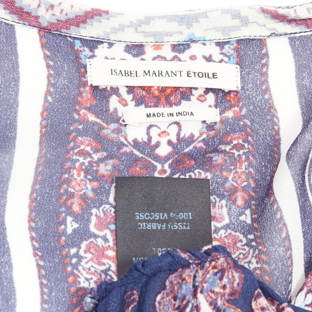 Isabel Marant ISABEL MARANT ETOILE Tilda navy white boho print sheer kaftan dress Sz1 Size S / US 4 / IT 40 - 8 Thumbnail