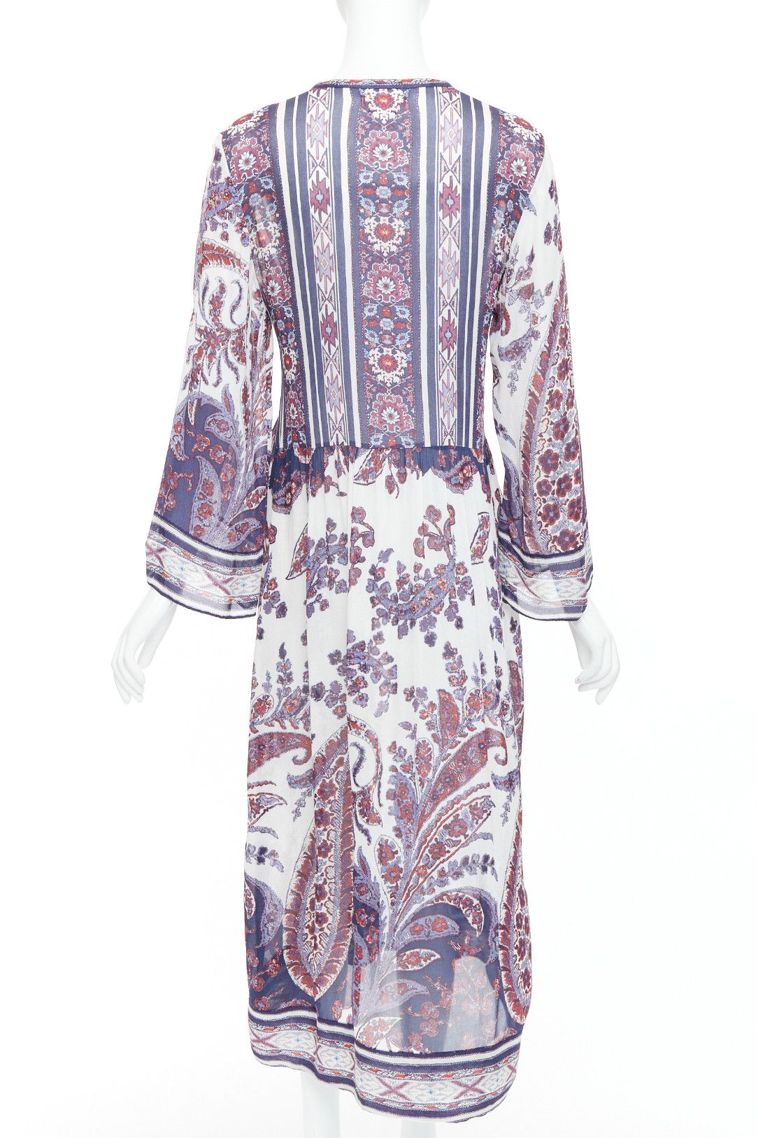 Isabel Marant ISABEL MARANT ETOILE Tilda navy white boho print sheer kaftan dress Sz1 Size S / US 4 / IT 40 - 5 Thumbnail