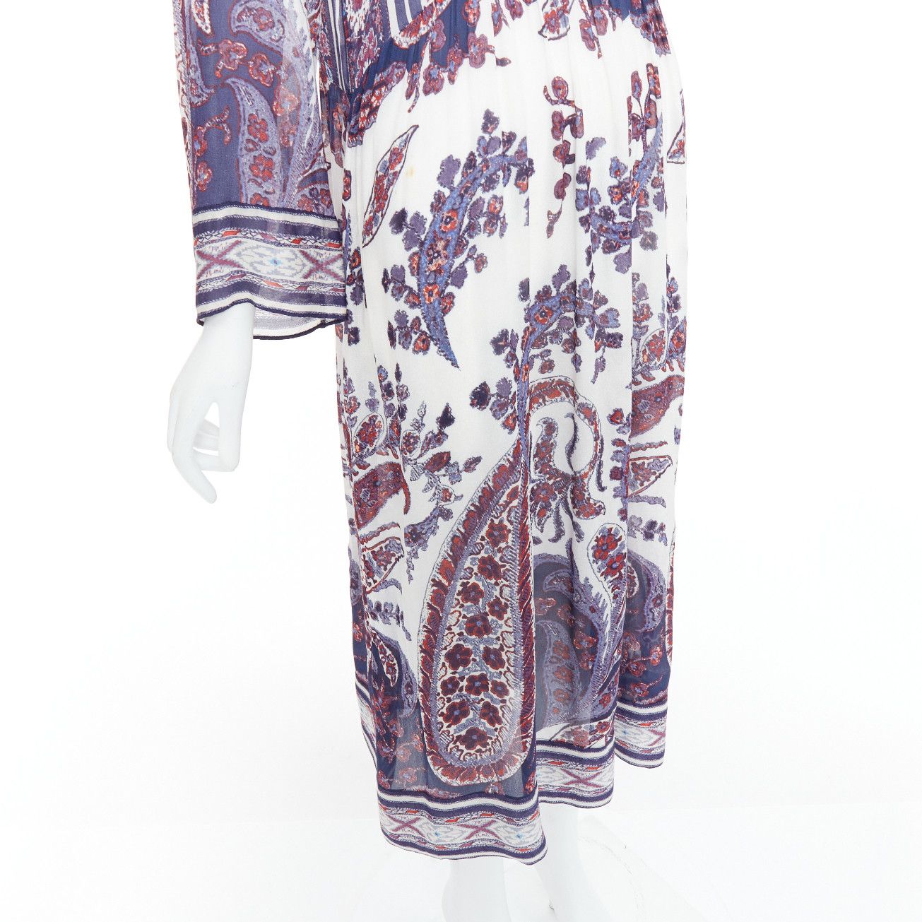 Isabel Marant ISABEL MARANT ETOILE Tilda navy white boho print sheer kaftan dress Sz1 Size S / US 4 / IT 40 - 7 Thumbnail