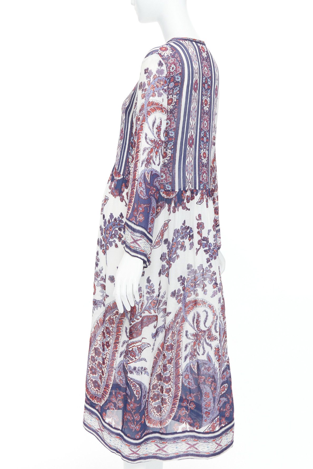 Isabel Marant ISABEL MARANT ETOILE Tilda navy white boho print sheer kaftan dress Sz1 Size S / US 4 / IT 40 - 6 Thumbnail