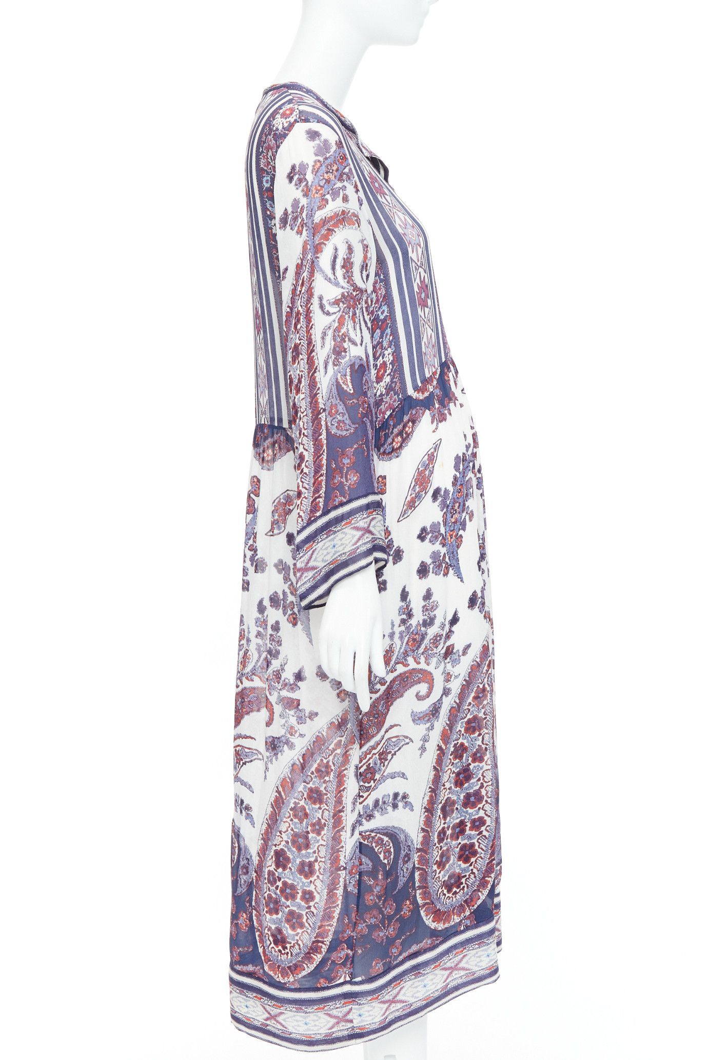 Isabel Marant ISABEL MARANT ETOILE Tilda navy white boho print sheer kaftan dress Sz1 Size S / US 4 / IT 40 - 4 Thumbnail