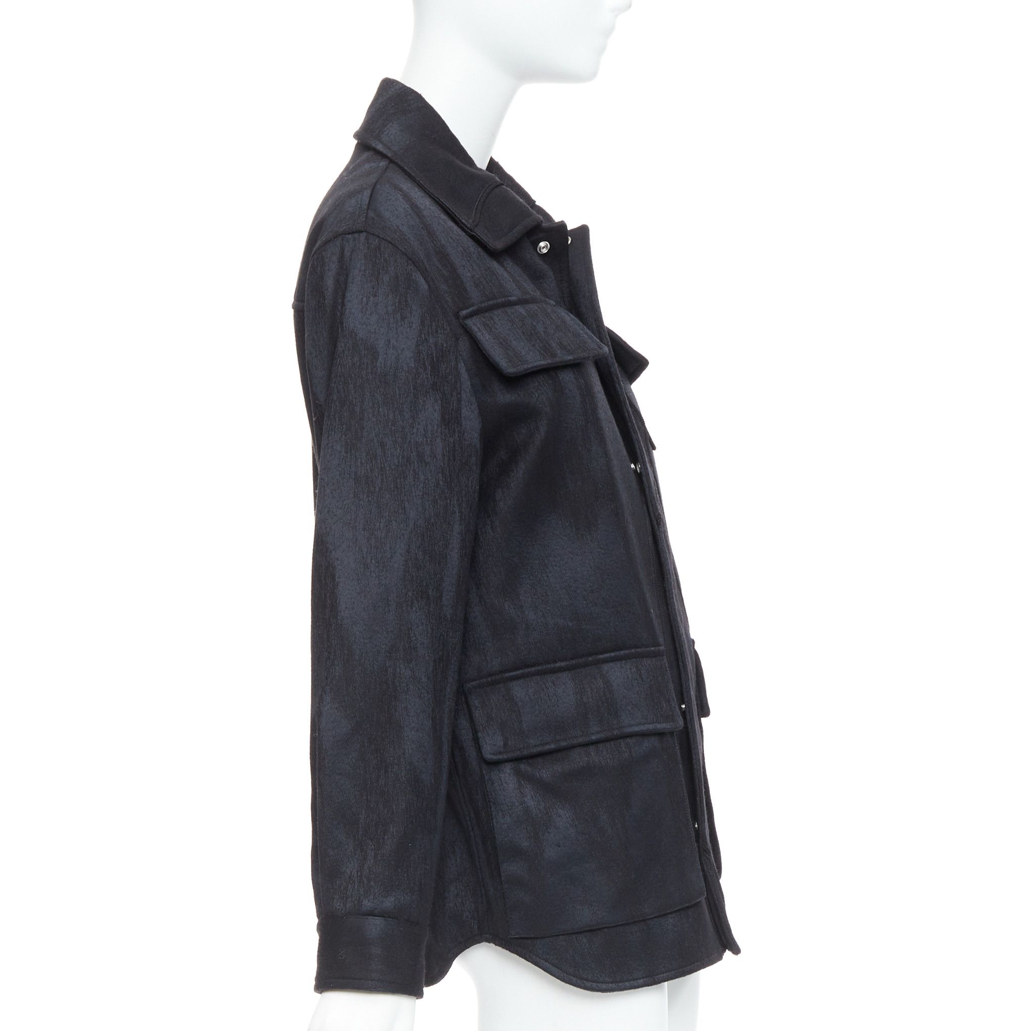 Dior DIOR HOMME AMOAKO BOAFO black applique patchwork silhouette safari jacket FR44 XS Size US XS / EU 42 / 0 - 5 Thumbnail
