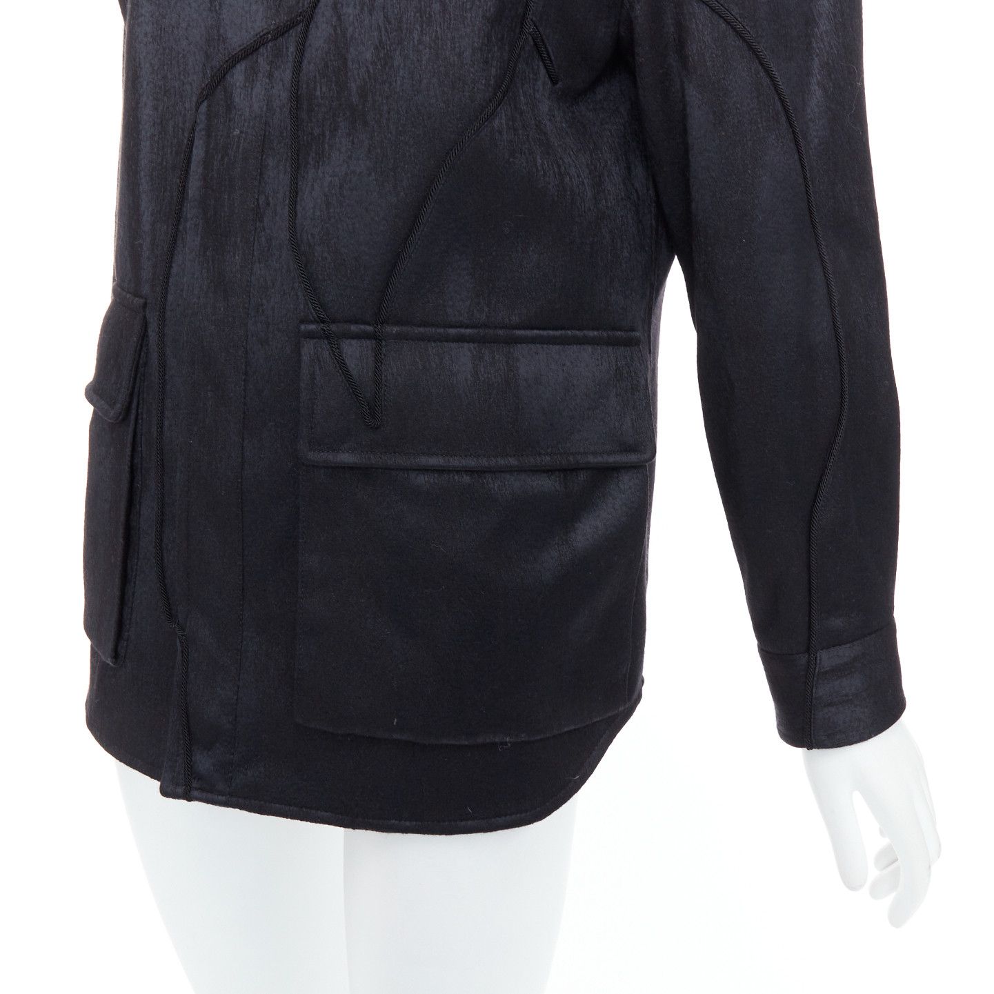 Dior DIOR HOMME AMOAKO BOAFO black applique patchwork silhouette safari jacket FR44 XS Size US XS / EU 42 / 0 - 8 Thumbnail