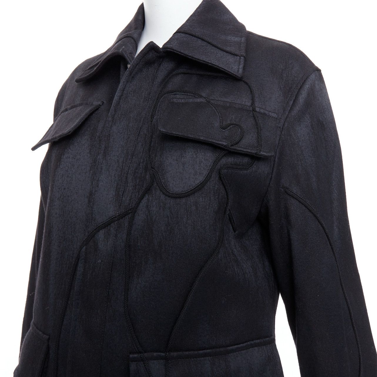 Dior DIOR HOMME AMOAKO BOAFO black applique patchwork silhouette safari jacket FR44 XS Size US XS / EU 42 / 0 - 2 Thumbnail