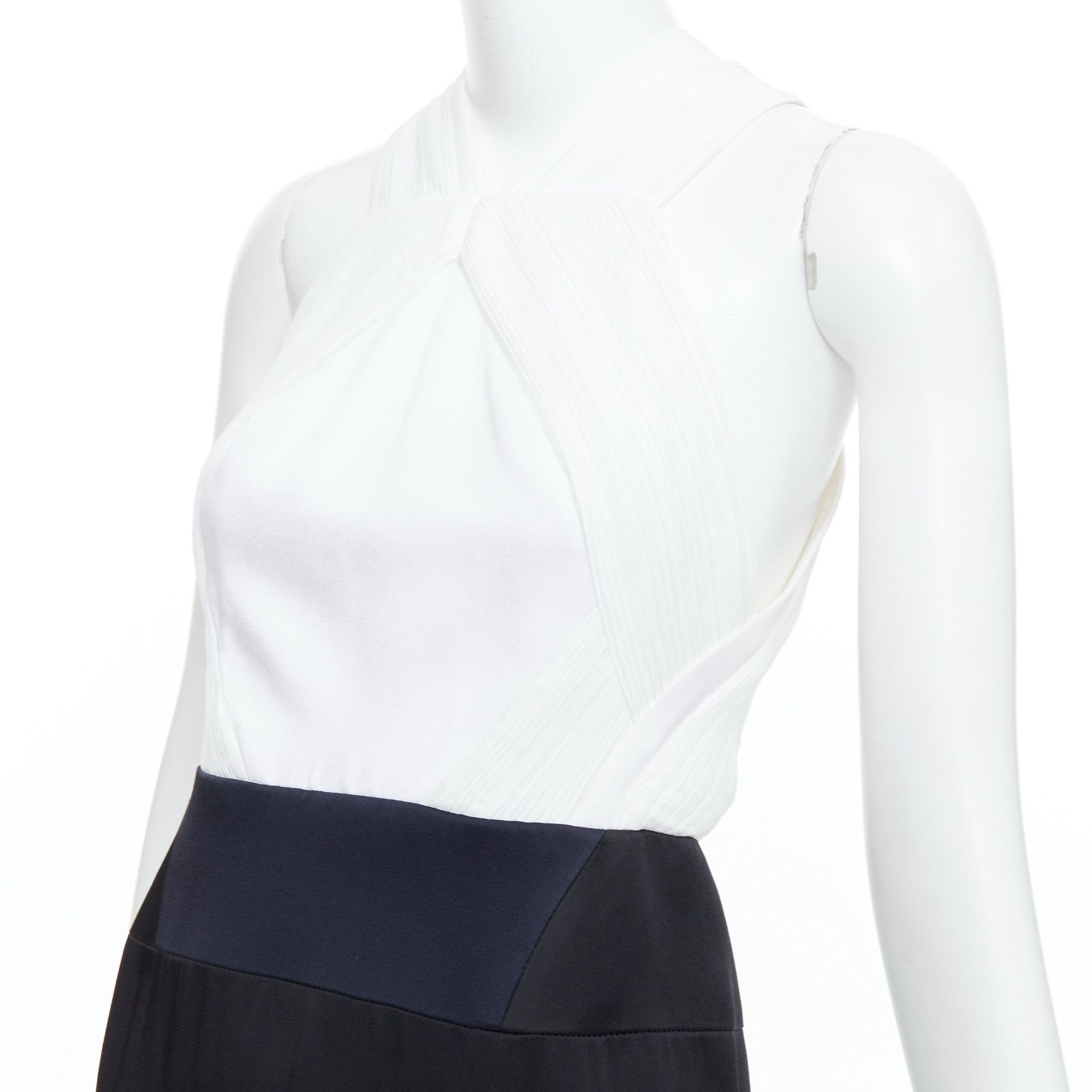 Galvan GALVAN LONDON 501 Pleated Tuxedo black white satin long gown FR36 S Size S / US 4 / IT 40 - 7 Thumbnail
