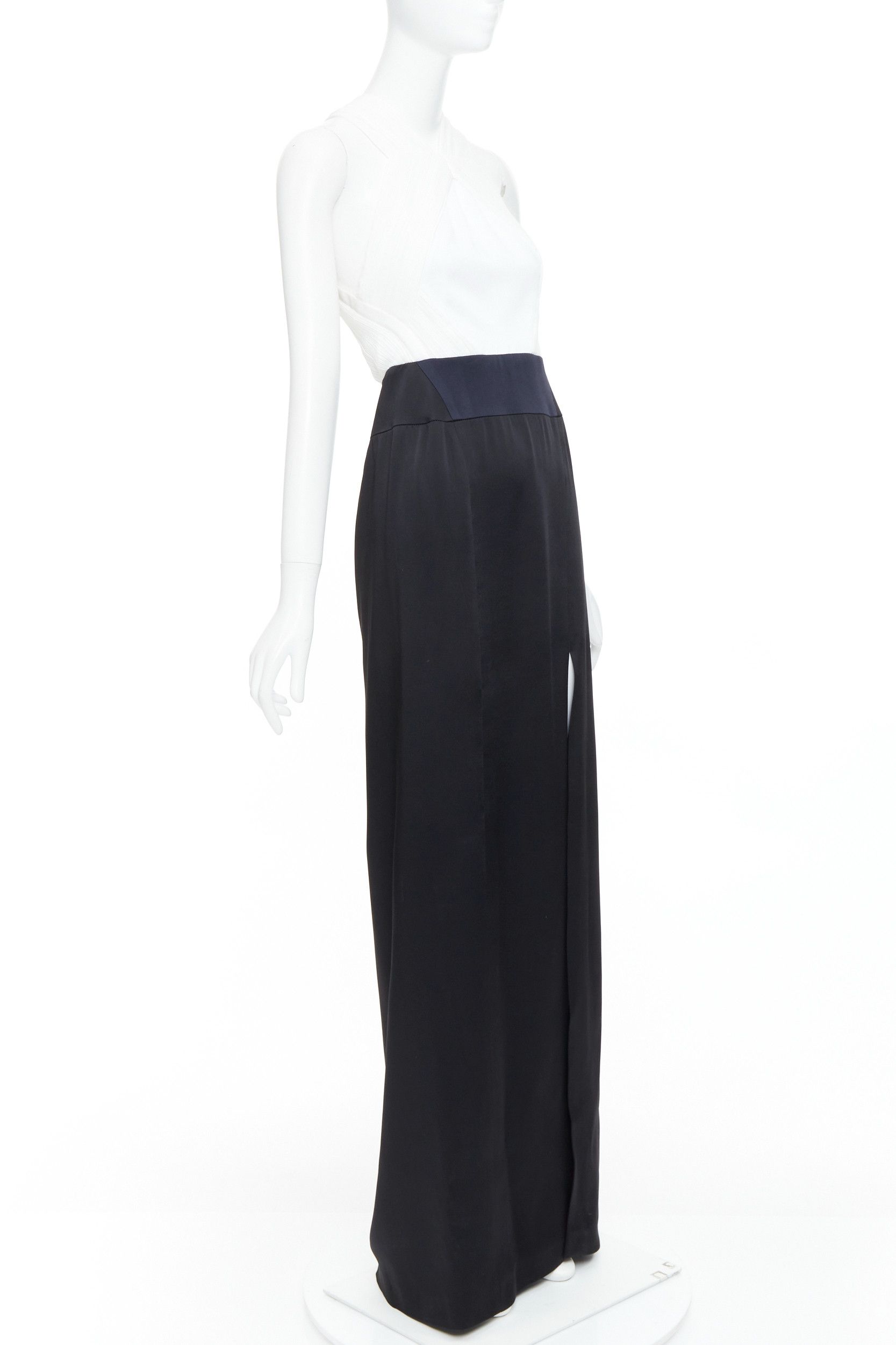 Galvan GALVAN LONDON 501 Pleated Tuxedo black white satin long gown FR36 S Size S / US 4 / IT 40 - 3 Thumbnail