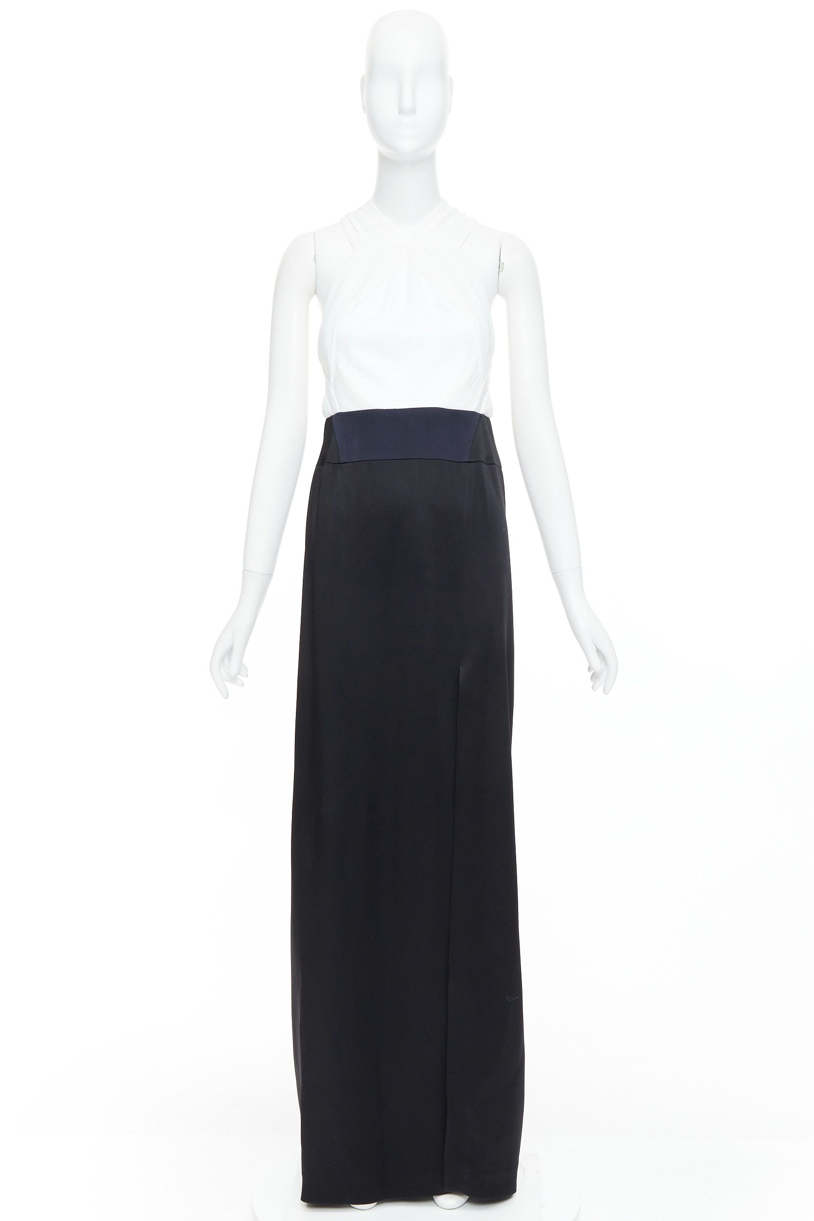 Galvan GALVAN LONDON 501 Pleated Tuxedo black white satin long gown FR36 S Size S / US 4 / IT 40 - 9 Thumbnail