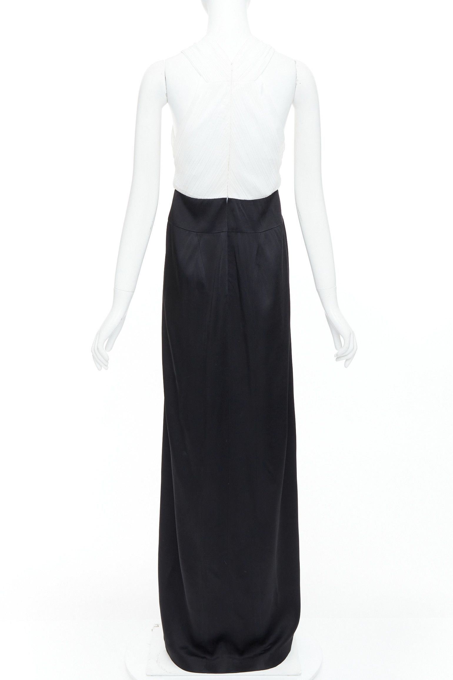Galvan GALVAN LONDON 501 Pleated Tuxedo black white satin long gown FR36 S Size S / US 4 / IT 40 - 5 Thumbnail