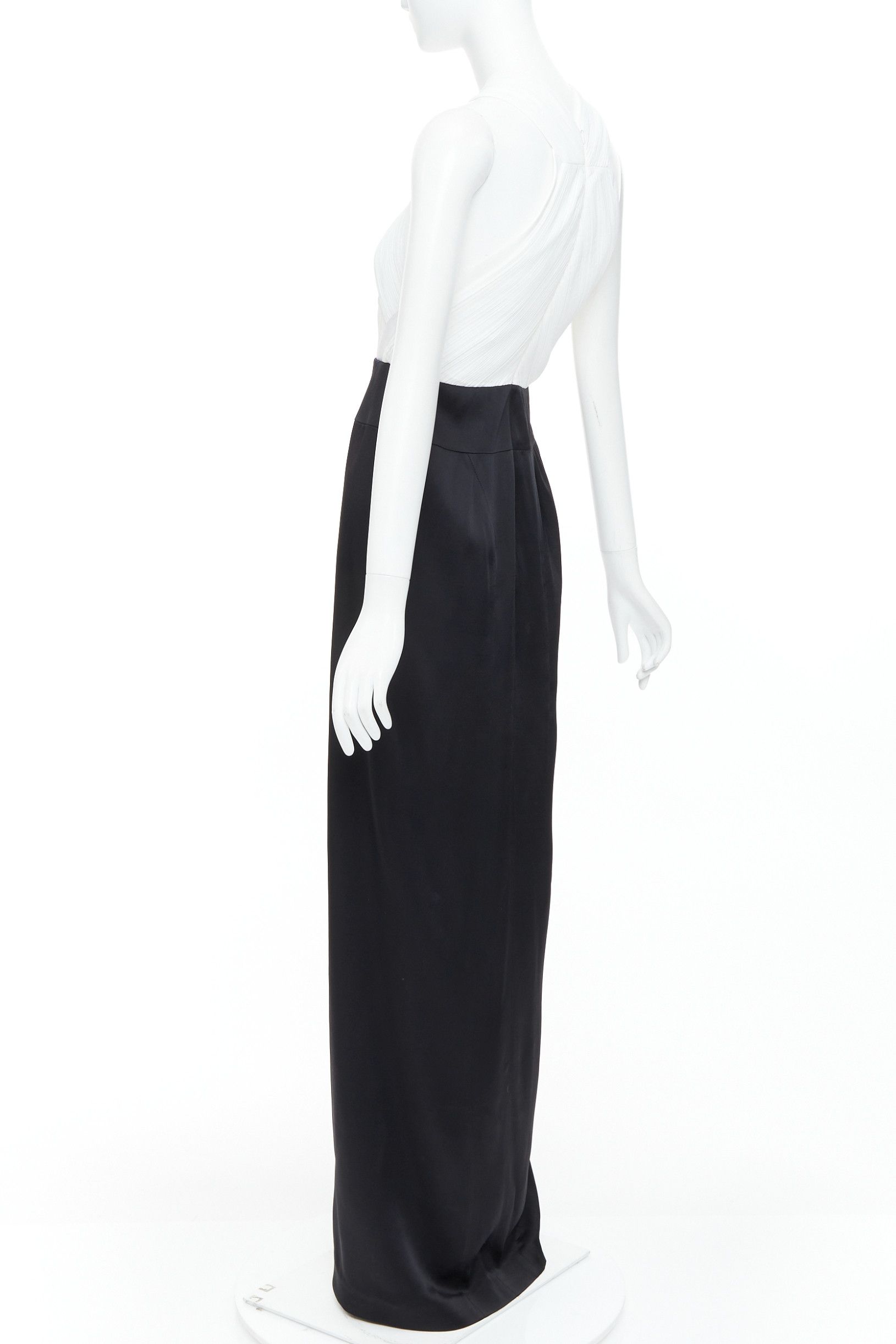 Galvan GALVAN LONDON 501 Pleated Tuxedo black white satin long gown FR36 S Size S / US 4 / IT 40 - 6 Thumbnail