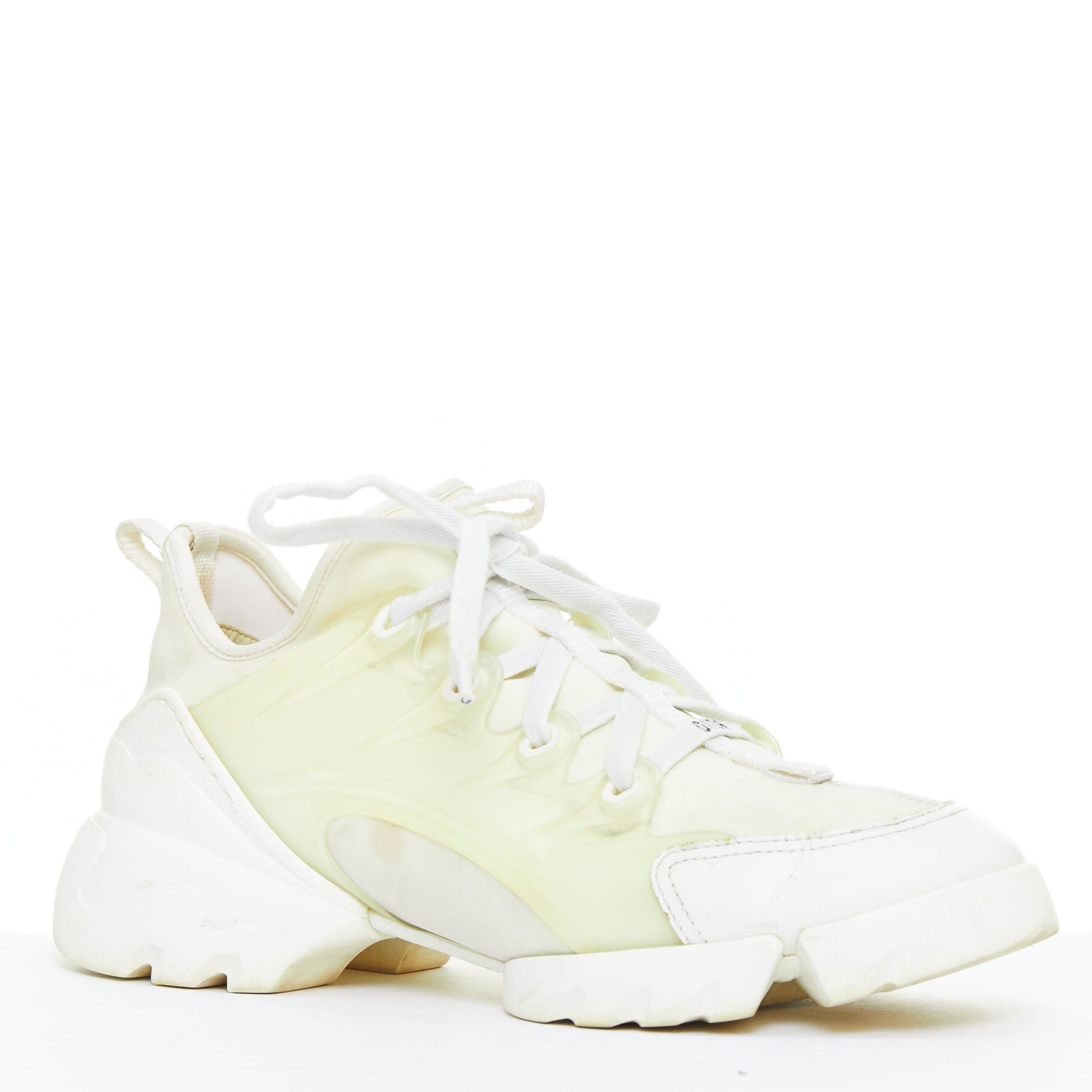 Dior CHRISTIAN DIOR D-Connect white cream rubber layer sneakers EU38 Size US 8 / IT 38 - 2 Thumbnail