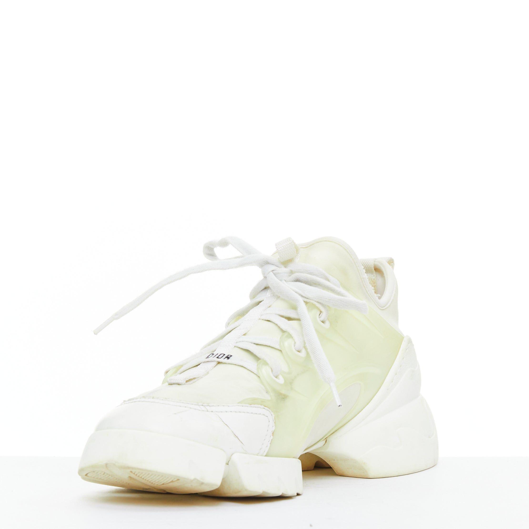 Dior CHRISTIAN DIOR D-Connect white cream rubber layer sneakers EU38 Size US 8 / IT 38 - 4 Thumbnail
