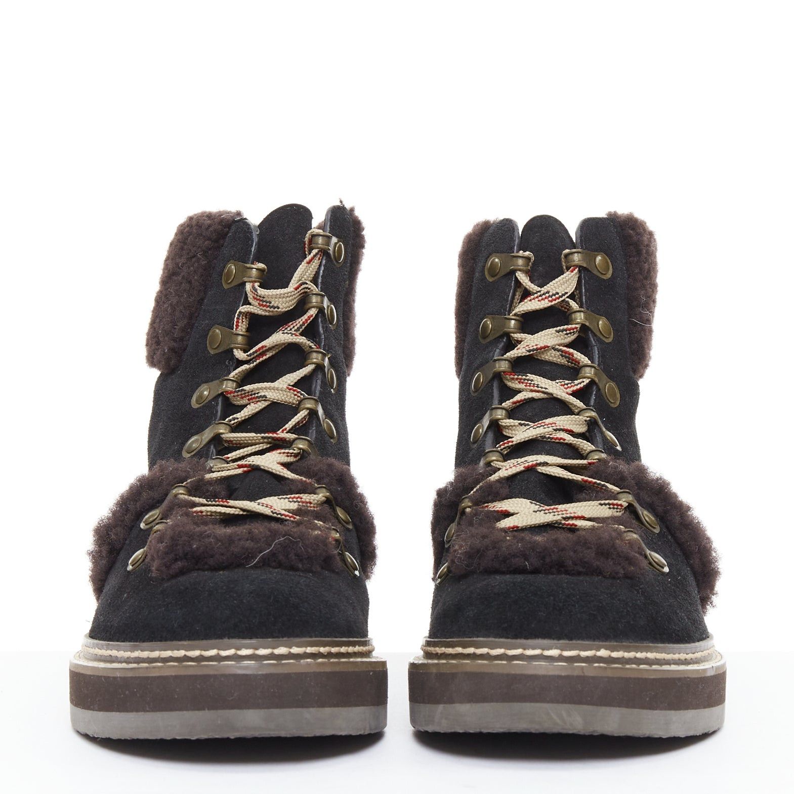 See by Chloe SEE BY CHLOE Eileen brown shearling black suede mountain hiking boots EU37 Size US 7 / IT 37 - 3 Thumbnail
