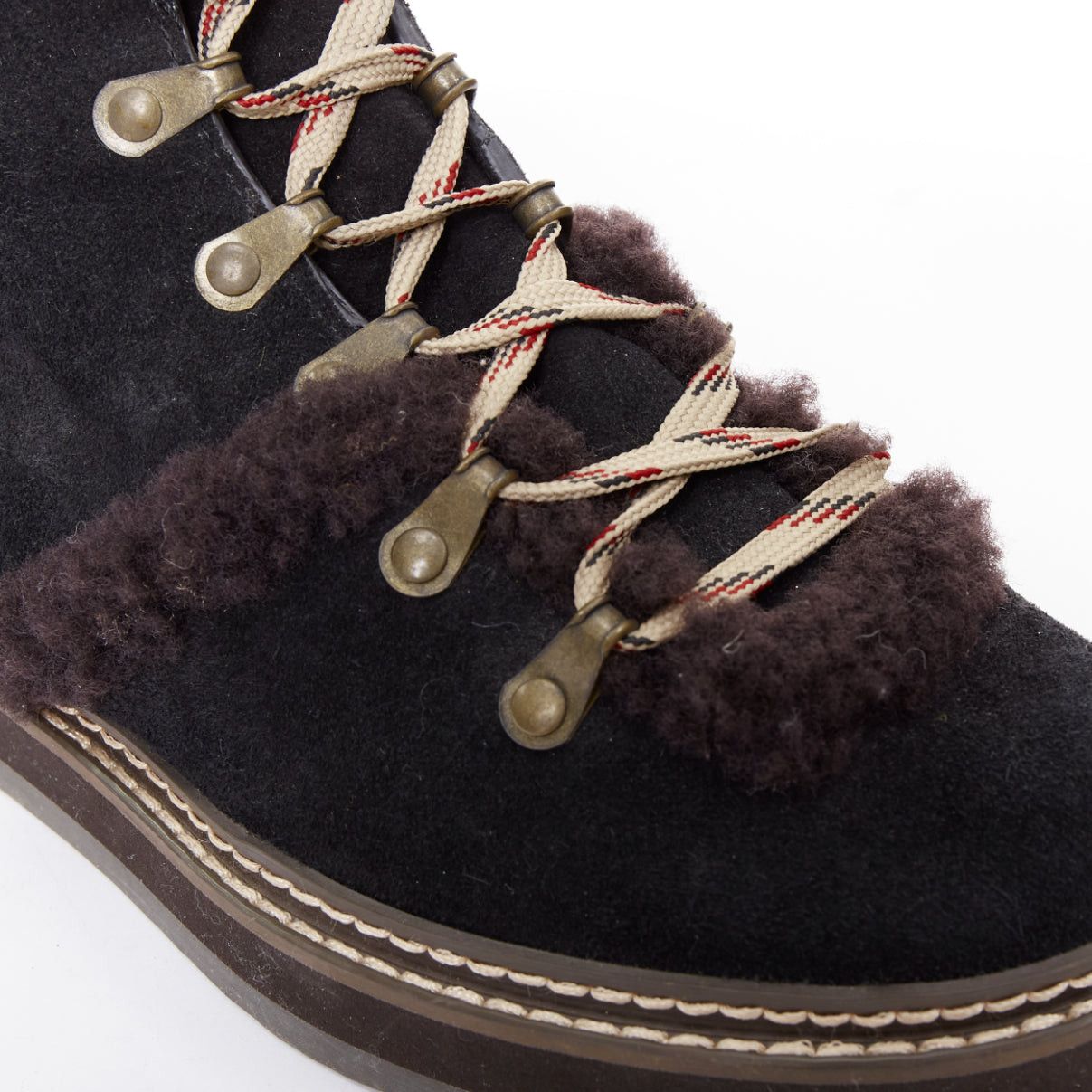 See by Chloe SEE BY CHLOE Eileen brown shearling black suede mountain hiking boots EU37 Size US 7 / IT 37 - 7 Thumbnail