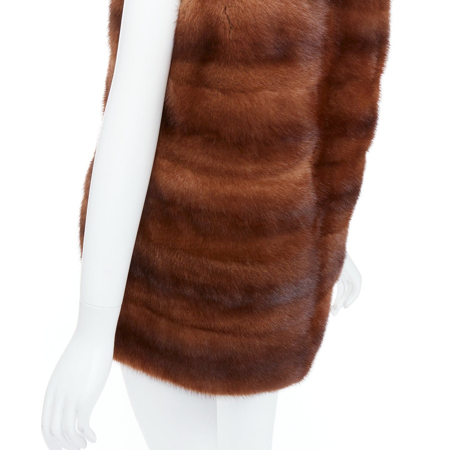 Other LUCIA PIERI brown real fur hooded patchwork tiered sleeveless vest Size S / US 4 / IT 40 - 8 Thumbnail