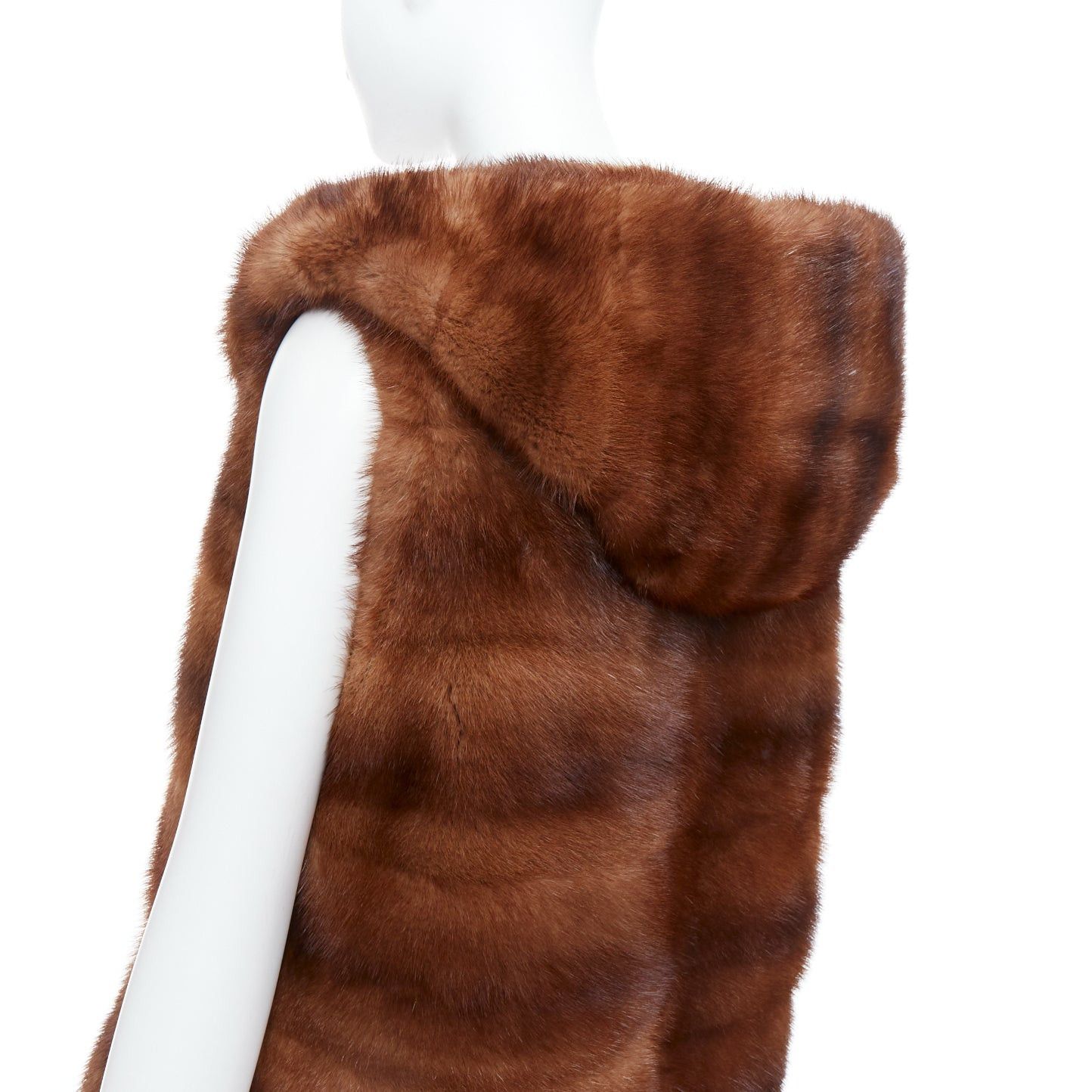Other LUCIA PIERI brown real fur hooded patchwork tiered sleeveless vest Size S / US 4 / IT 40 - 2 Thumbnail