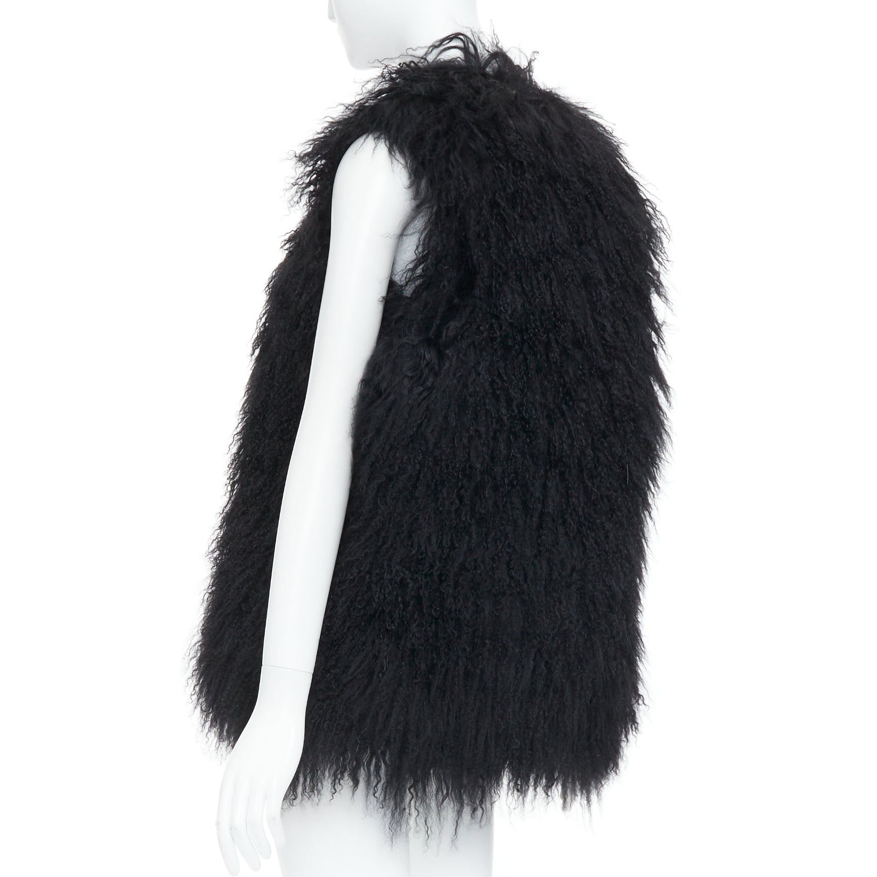 Zadig & Voltaire ZADIG & VOLTAIRE black mongolian shearling fur ethnic quilted vest coat Size M / US 6-8 / IT 42-44 - 6 Thumbnail