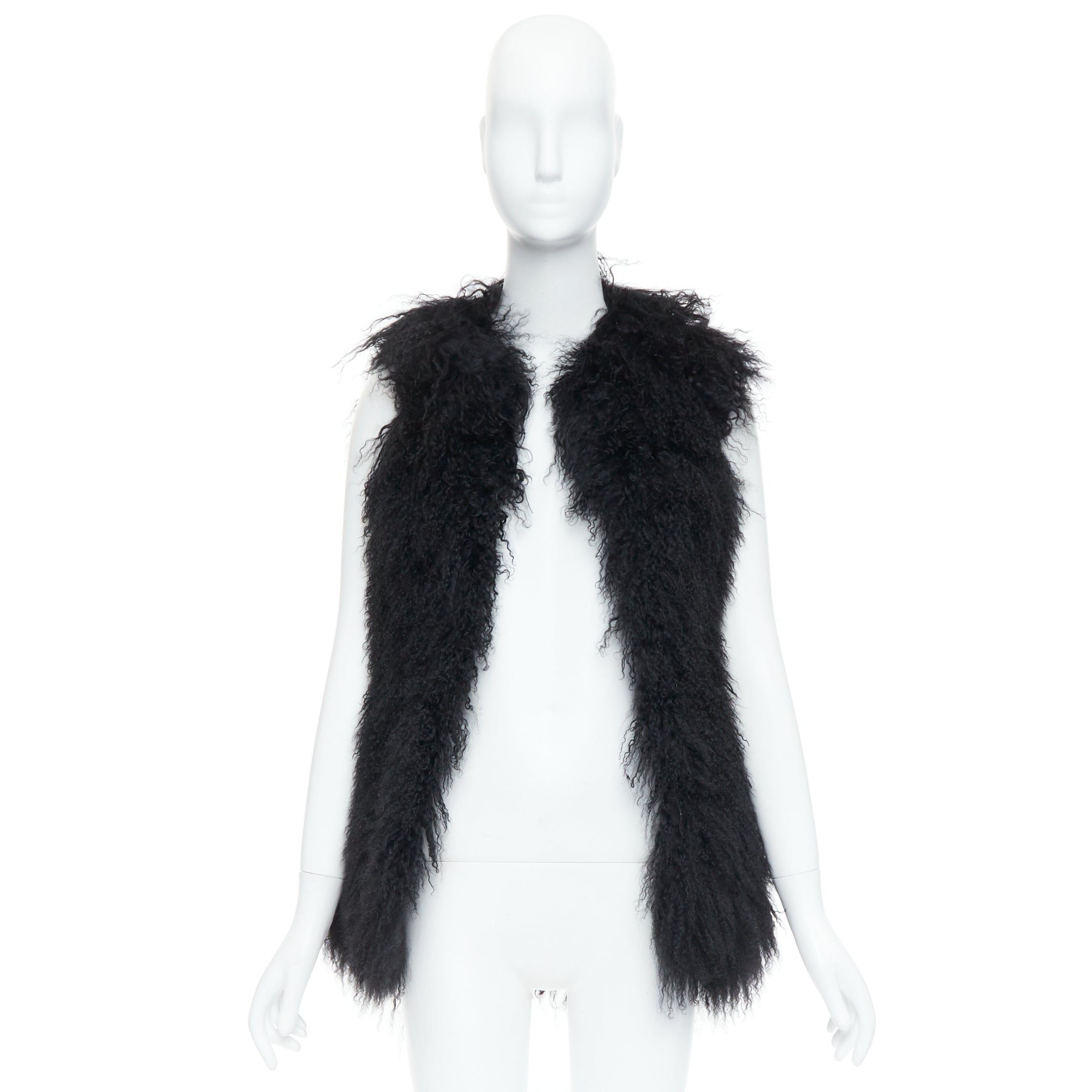 Zadig & Voltaire ZADIG & VOLTAIRE black mongolian shearling fur ethnic quilted vest coat Size M / US 6-8 / IT 42-44 - 8 Thumbnail