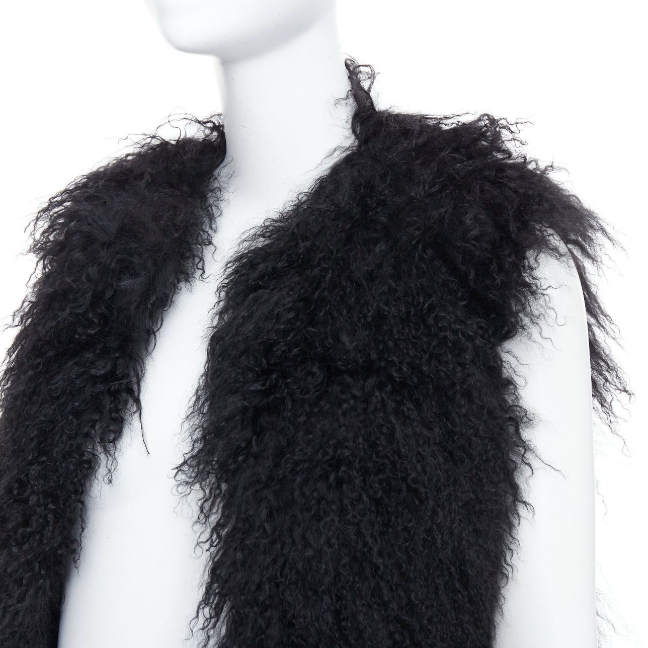 Zadig & Voltaire ZADIG & VOLTAIRE black mongolian shearling fur ethnic quilted vest coat Size M / US 6-8 / IT 42-44 - 2 Thumbnail
