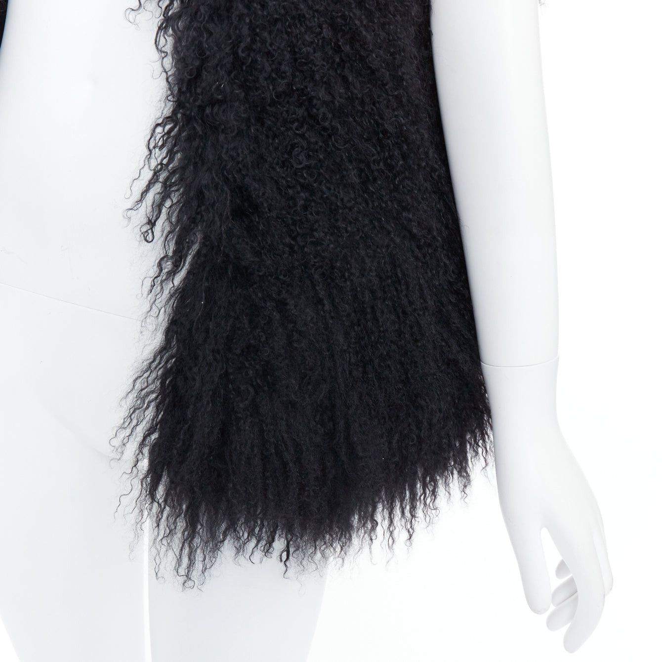 Zadig & Voltaire ZADIG & VOLTAIRE black mongolian shearling fur ethnic quilted vest coat Size M / US 6-8 / IT 42-44 - 7 Thumbnail