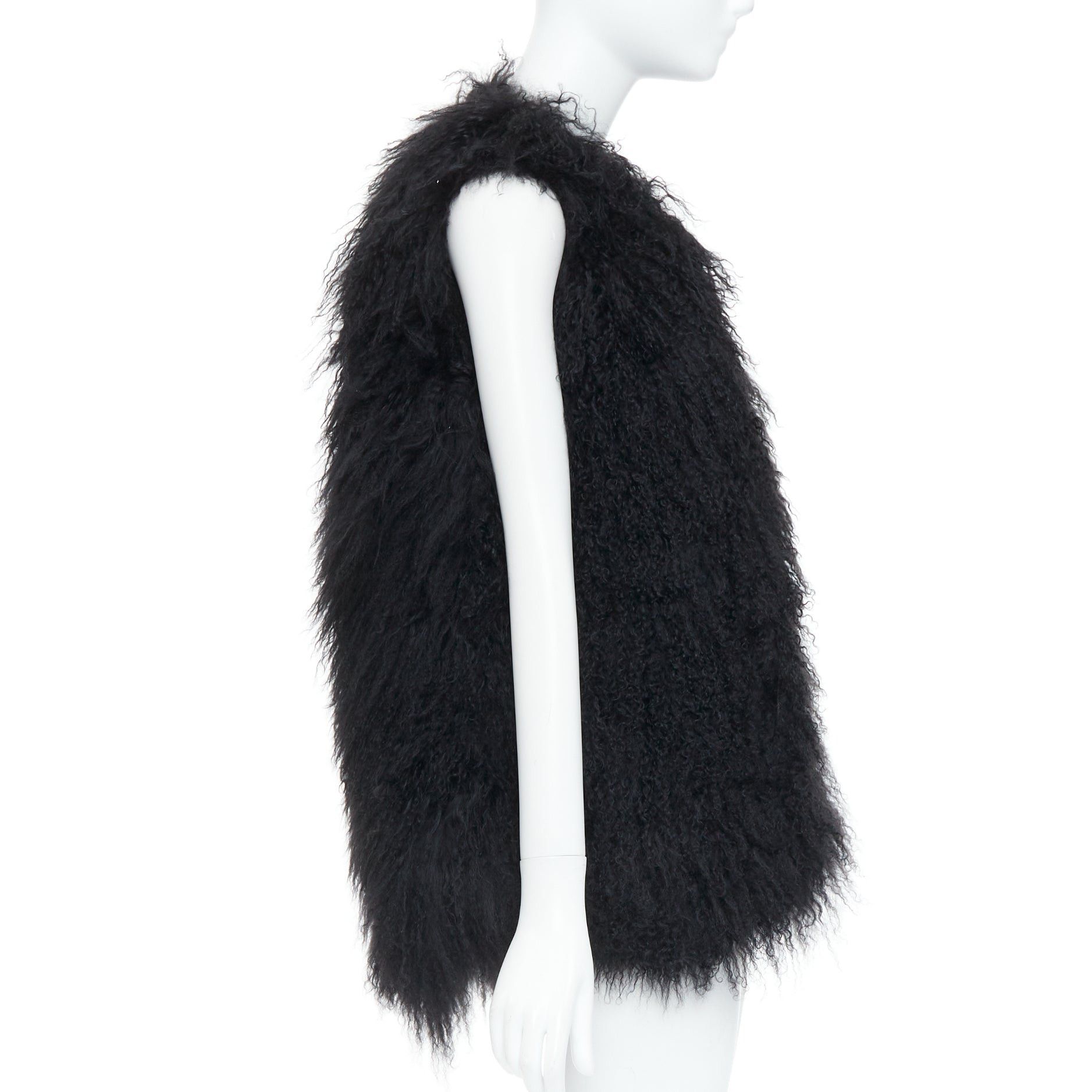 Zadig & Voltaire ZADIG & VOLTAIRE black mongolian shearling fur ethnic quilted vest coat Size M / US 6-8 / IT 42-44 - 4 Thumbnail