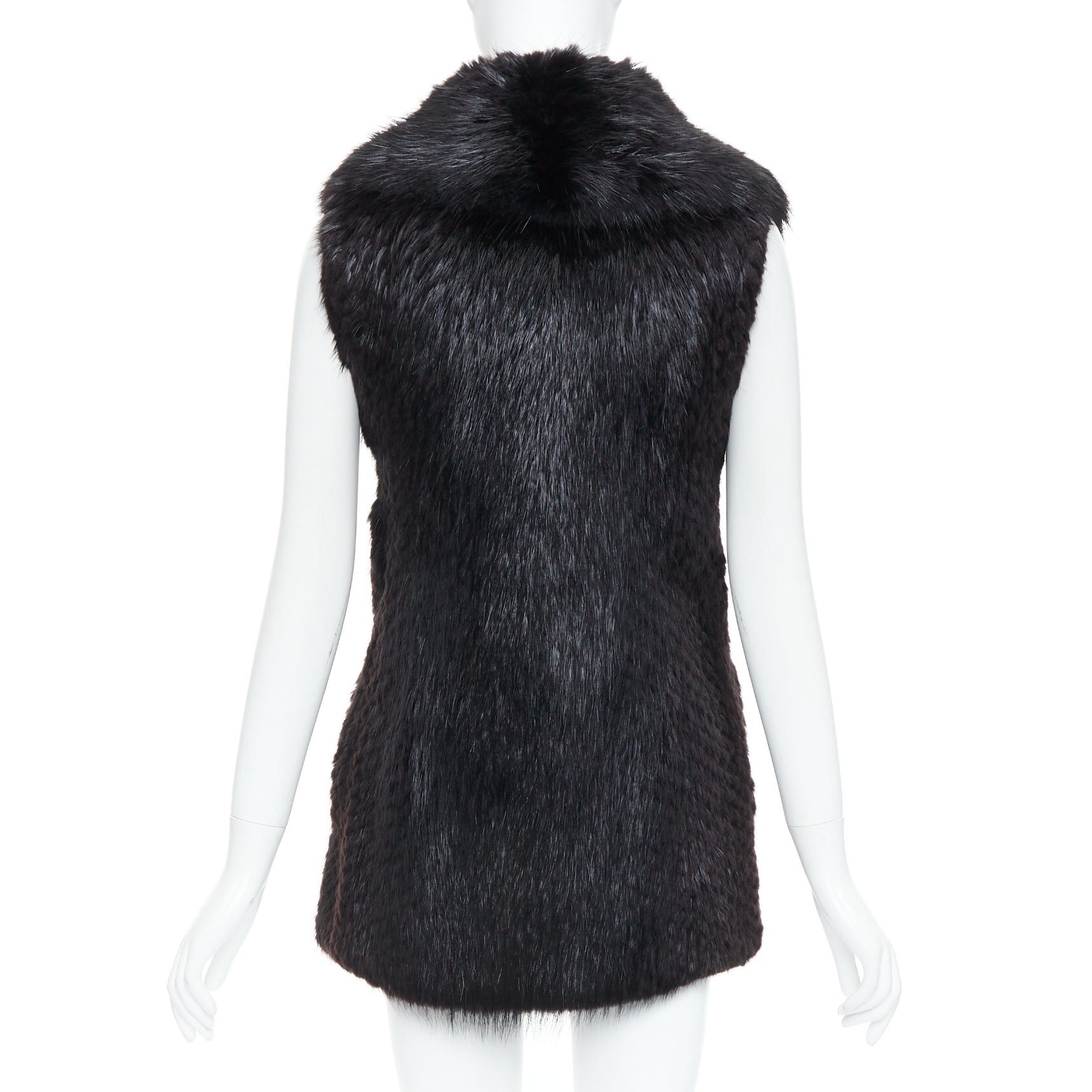 Other CASSIN NEW YORK black genuine fur pocketed shawl collar vest jacket Sz.P XS Size S / US 4 / IT 40 - 6 Thumbnail
