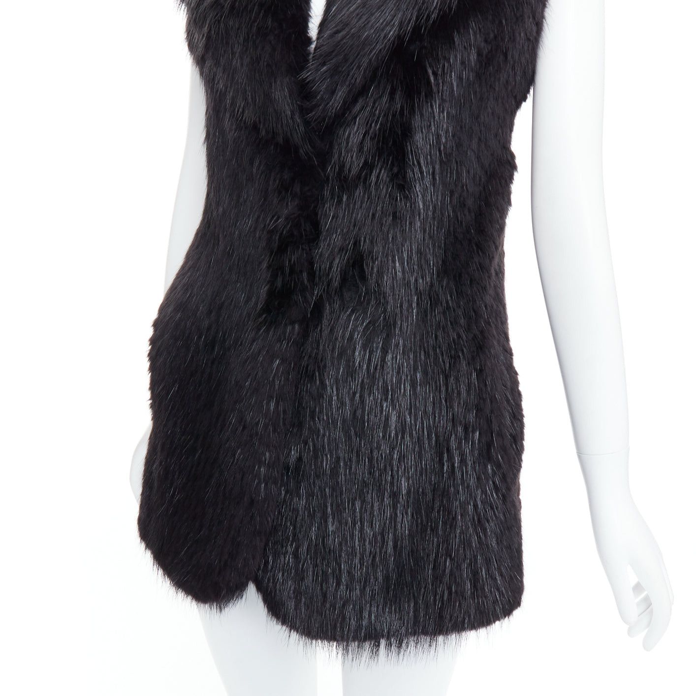 Other CASSIN NEW YORK black genuine fur pocketed shawl collar vest jacket Sz.P XS Size S / US 4 / IT 40 - 8 Thumbnail