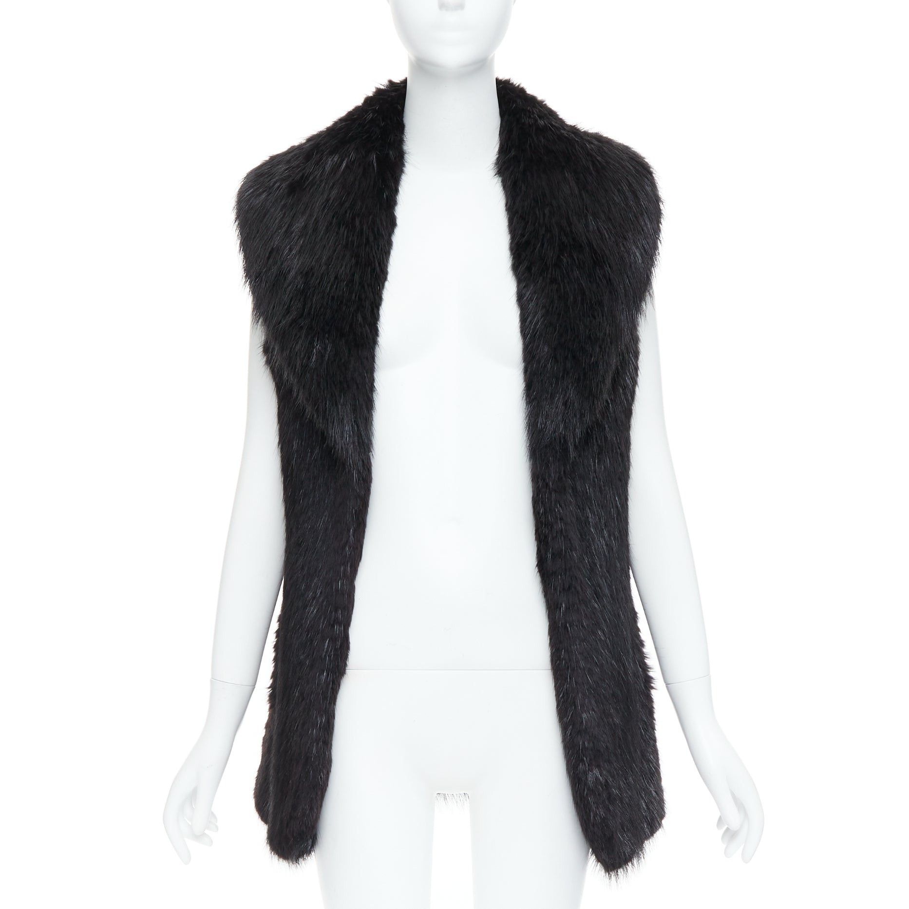 Other CASSIN NEW YORK black genuine fur pocketed shawl collar vest jacket Sz.P XS Size S / US 4 / IT 40 - 3 Thumbnail