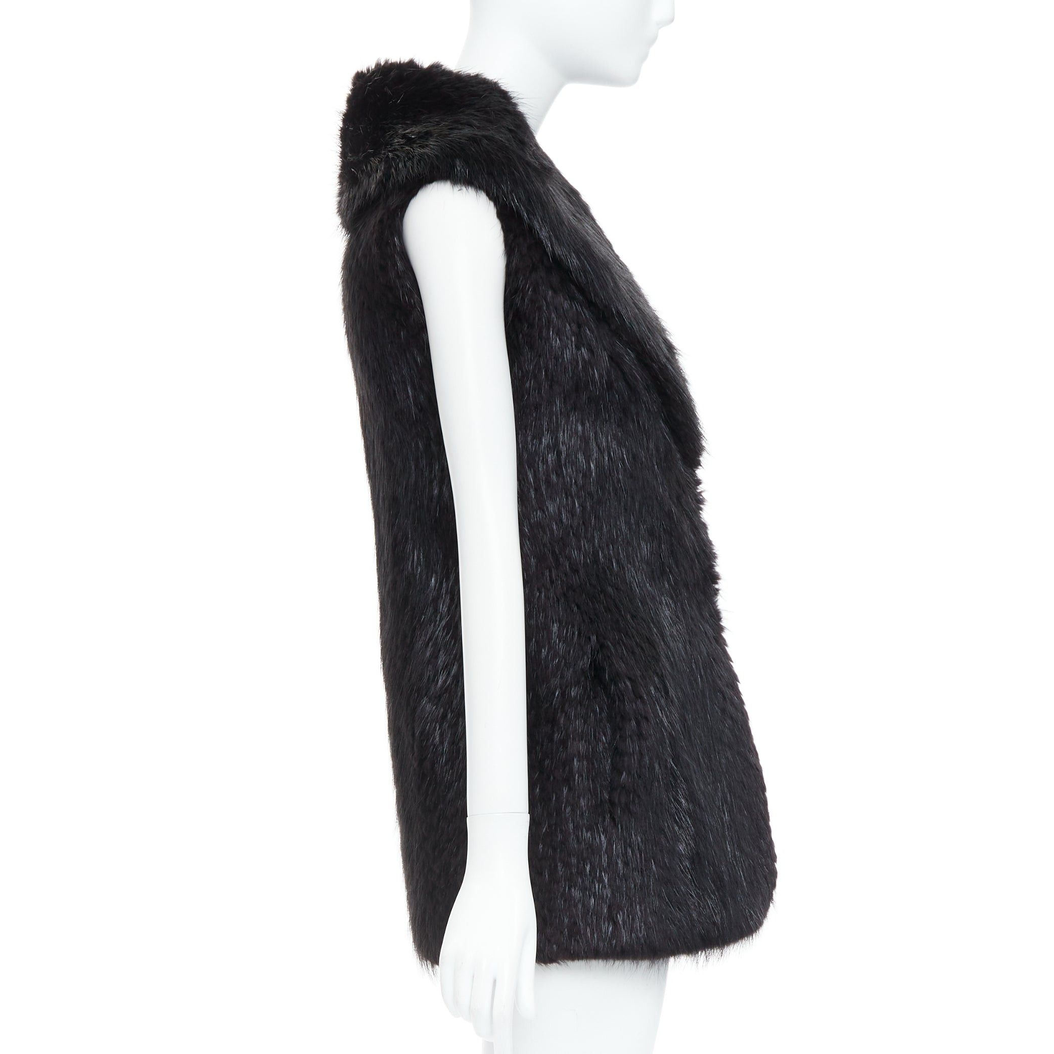 Other CASSIN NEW YORK black genuine fur pocketed shawl collar vest jacket Sz.P XS Size S / US 4 / IT 40 - 5 Thumbnail