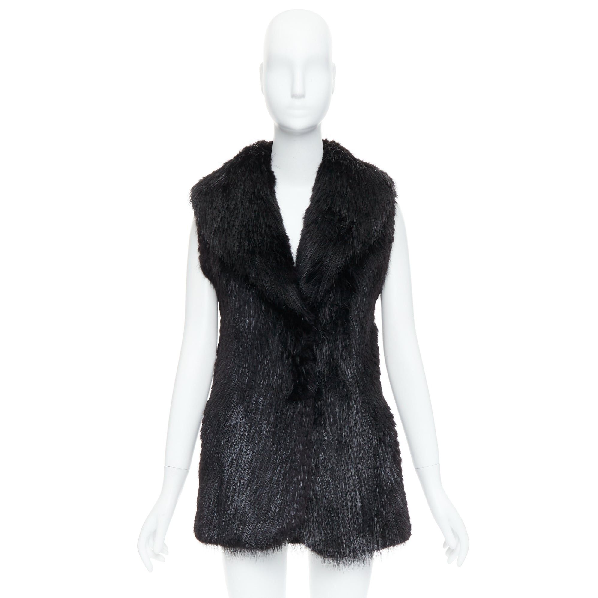 Other CASSIN NEW YORK black genuine fur pocketed shawl collar vest jacket Sz.P XS Size S / US 4 / IT 40 - 10 Thumbnail