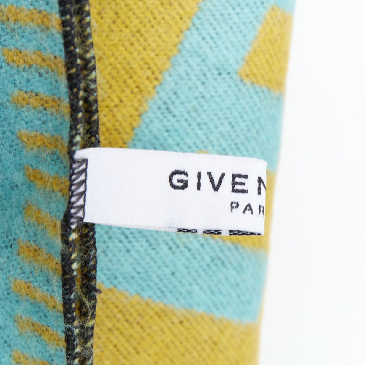 Givenchy GIVENCHY mustard mint green wooly black fringe big logo long scarf Size ONE SIZE - 8 Thumbnail