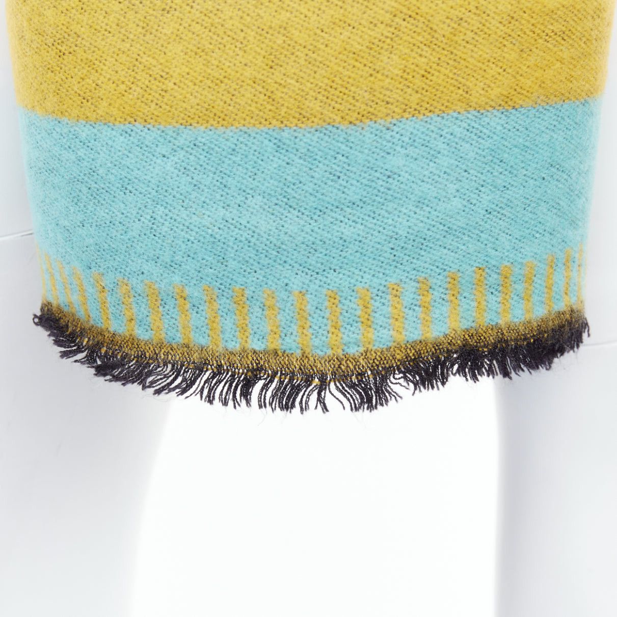 Givenchy GIVENCHY mustard mint green wooly black fringe big logo long scarf Size ONE SIZE - 2 Thumbnail