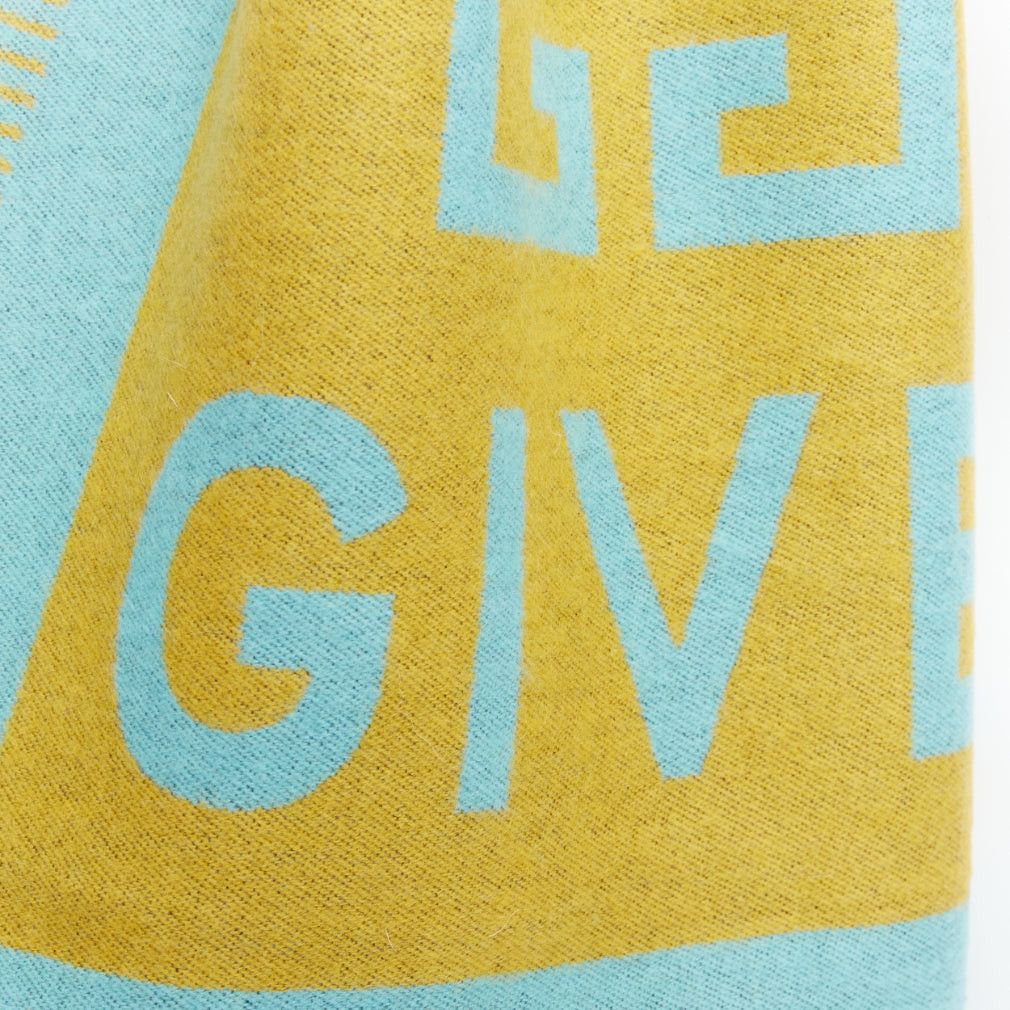 Givenchy GIVENCHY mustard mint green wooly black fringe big logo long scarf Size ONE SIZE - 7 Thumbnail