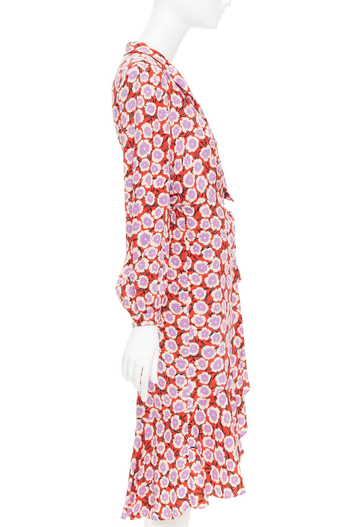Diane von Furstenberg DIANE VON FURSTENBERG Carla 100% silk red purple floral wrap dress US2 S Size S / US 4 / IT 40 - 4 Thumbnail