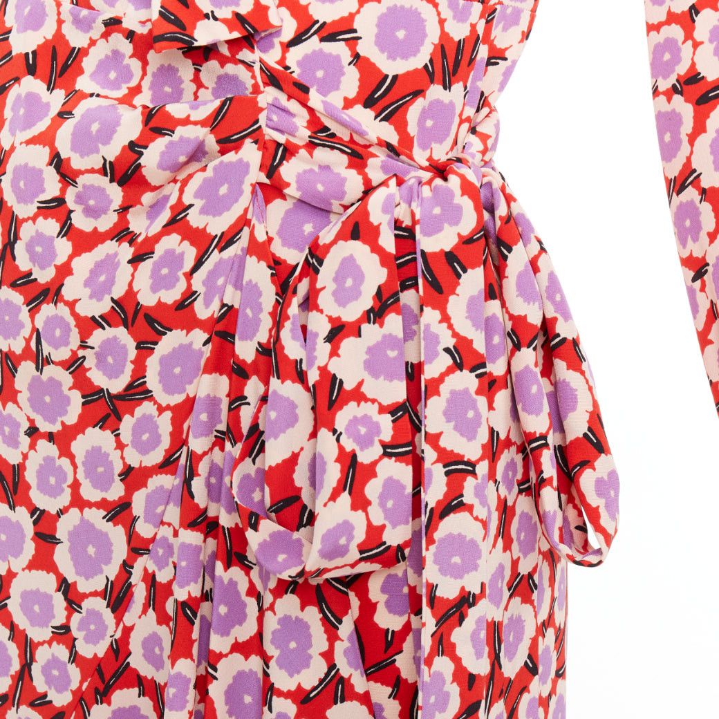 Diane von Furstenberg DIANE VON FURSTENBERG Carla 100% silk red purple floral wrap dress US2 S Size S / US 4 / IT 40 - 7 Thumbnail
