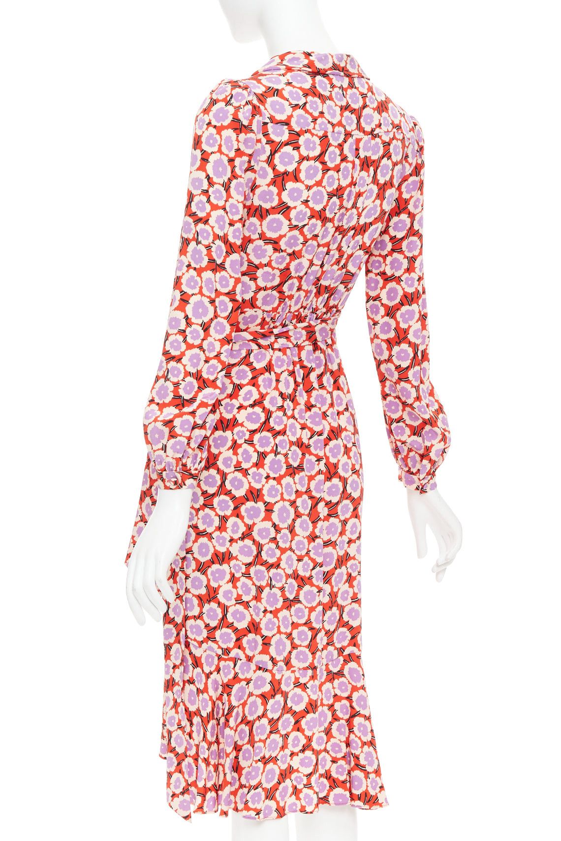 Diane von Furstenberg DIANE VON FURSTENBERG Carla 100% silk red purple floral wrap dress US2 S Size S / US 4 / IT 40 - 6 Thumbnail