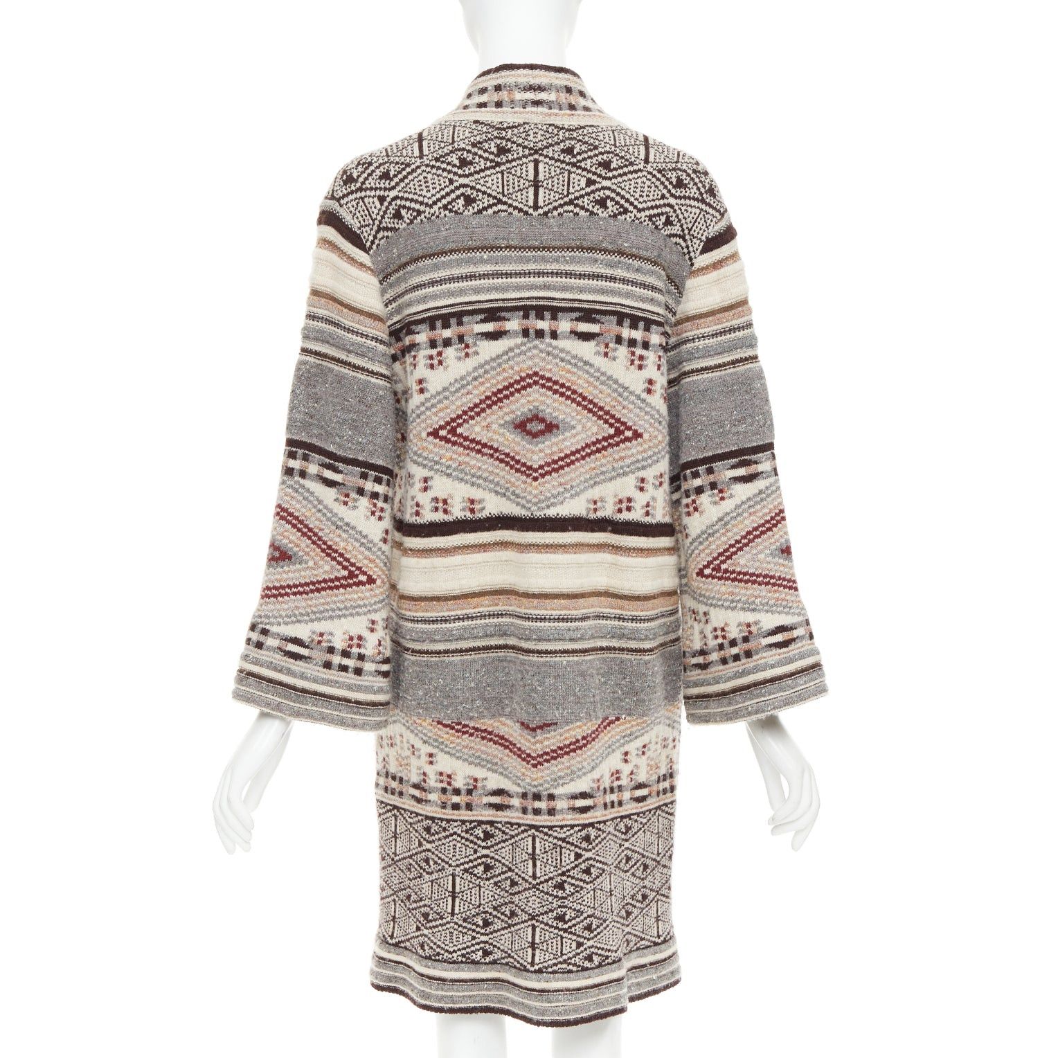 Etro ETRO brown burgundy nude wool silk ethnic knit cardigan coat IT40 S Size S / US 4 / IT 40 - 6 Thumbnail