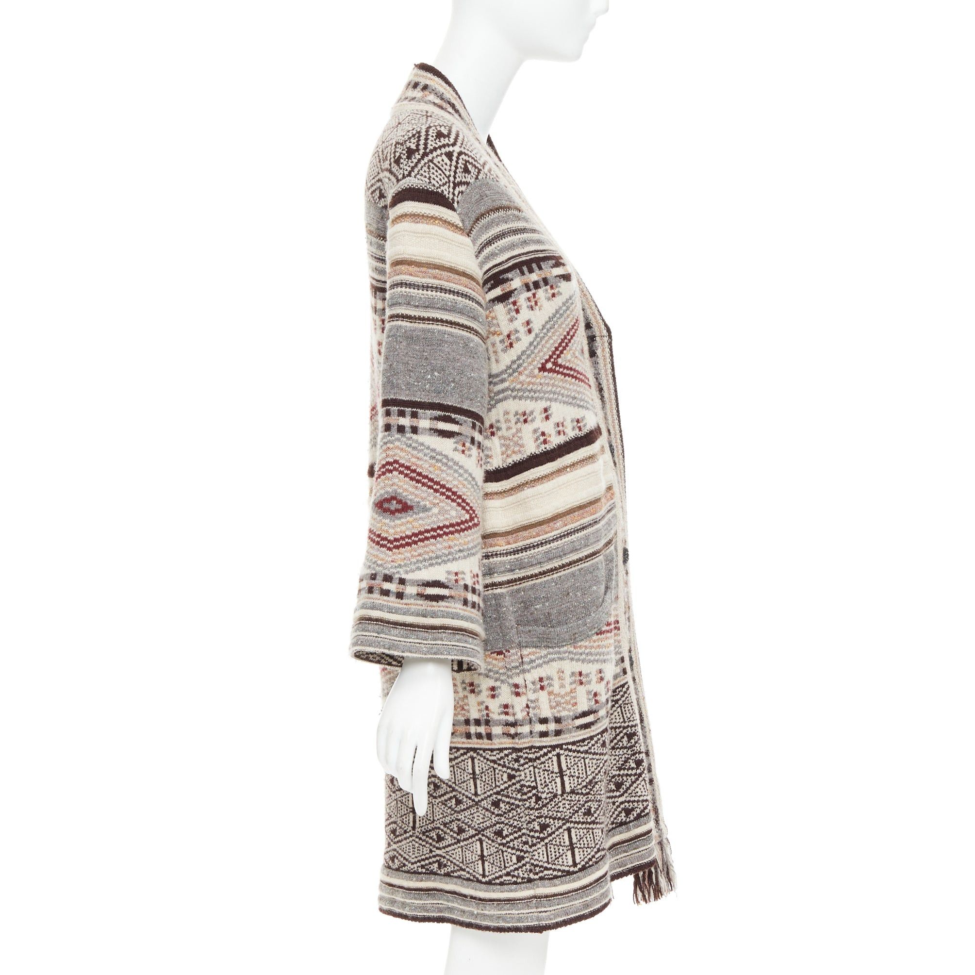 Etro ETRO brown burgundy nude wool silk ethnic knit cardigan coat IT40 S Size S / US 4 / IT 40 - 5 Thumbnail