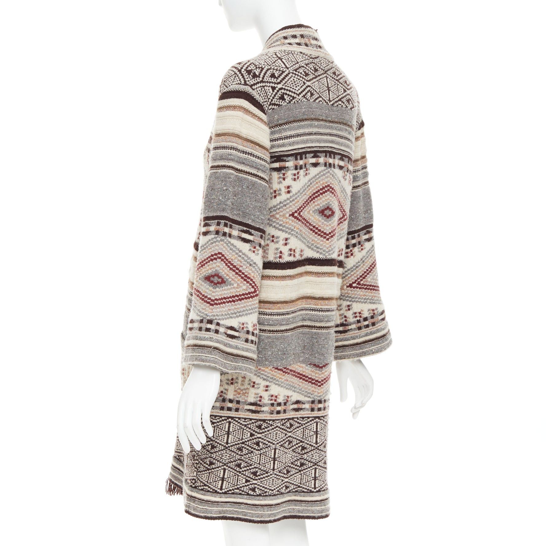 Etro ETRO brown burgundy nude wool silk ethnic knit cardigan coat IT40 S Size S / US 4 / IT 40 - 7 Thumbnail