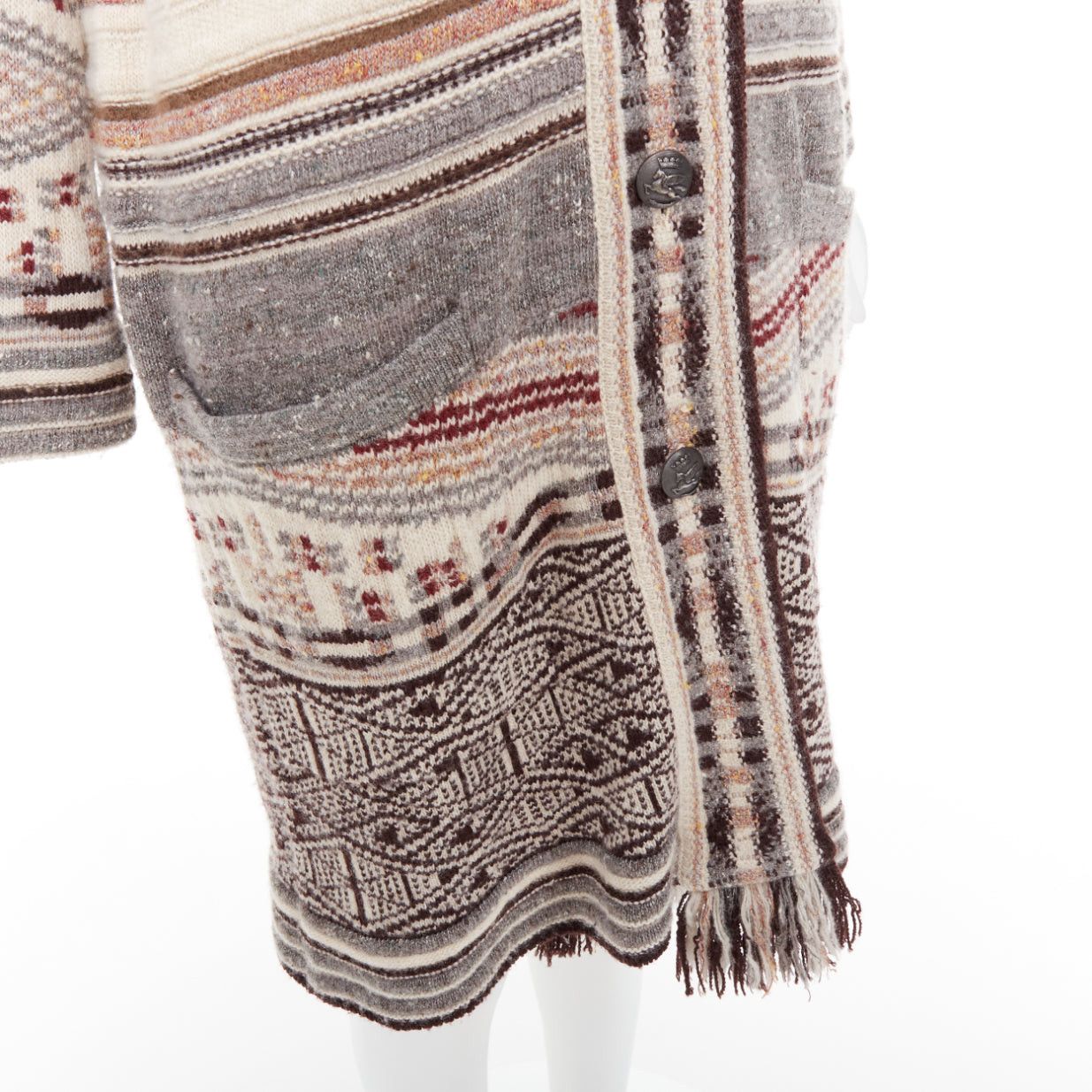 Etro ETRO brown burgundy nude wool silk ethnic knit cardigan coat IT40 S Size S / US 4 / IT 40 - 8 Thumbnail
