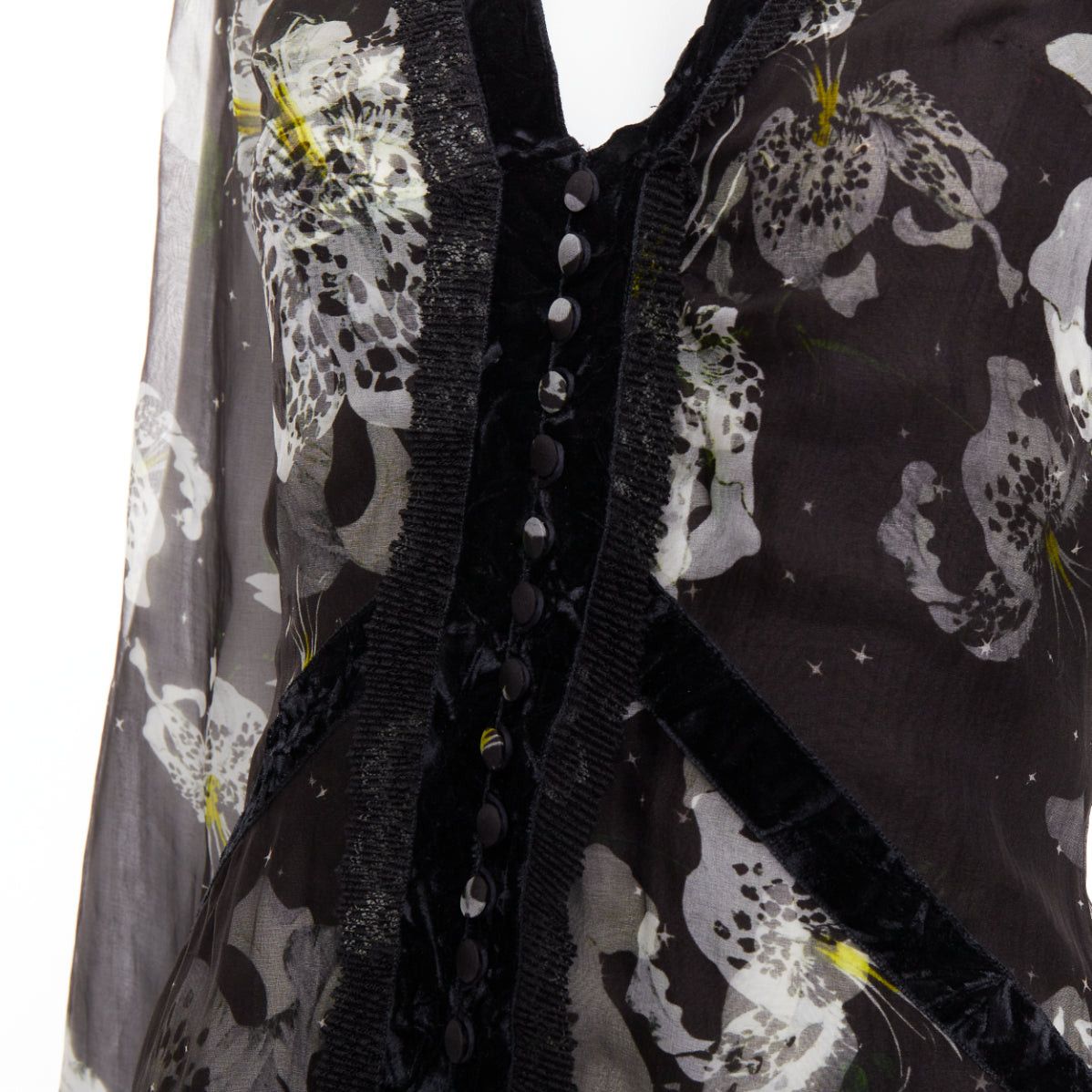 Erdem ERDEM 2016 Makayla black grey 100% silk floral back cut out dress UK6 XS Size XS / US 0-2 / IT 36-38 - 7 Thumbnail